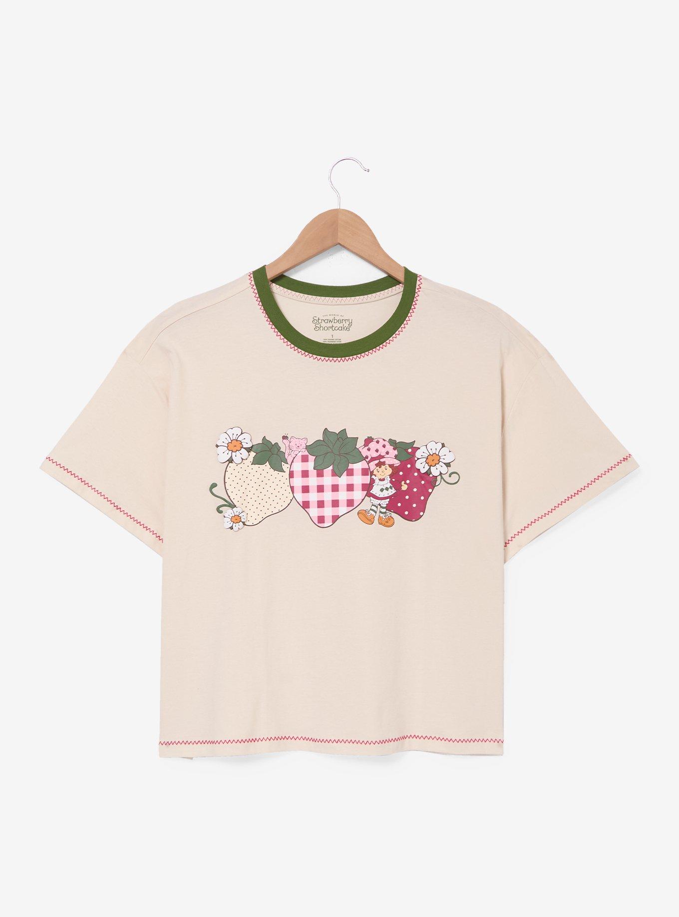 Strawberry Shortcake Patterned Strawberries Women's Plus Size Slightly Cropped T-Shirt - BoxLunch Exclusive, , hi-res