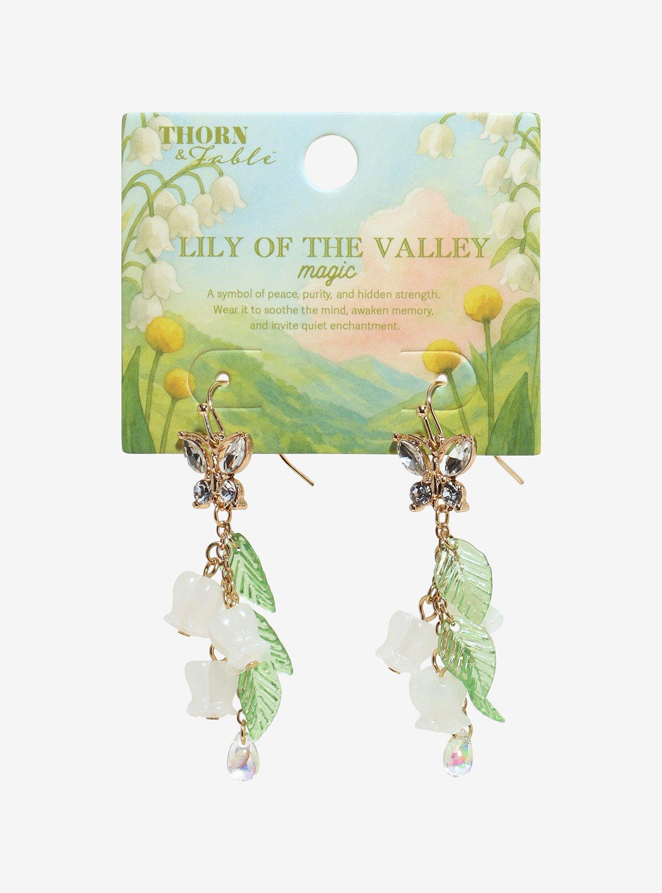 Thorn & Fable Lily Of The Valley Butterfly Earrings, , hi-res