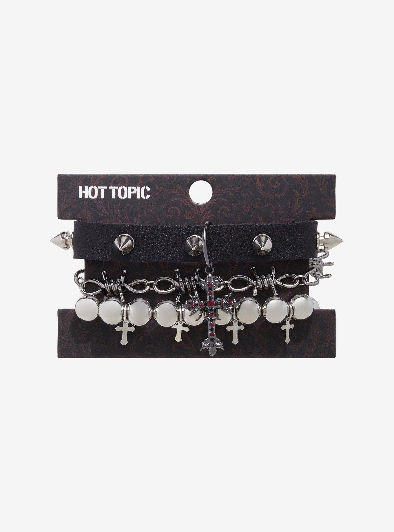 Spike Cross Barbed Wire Bracelet Set, , hi-res