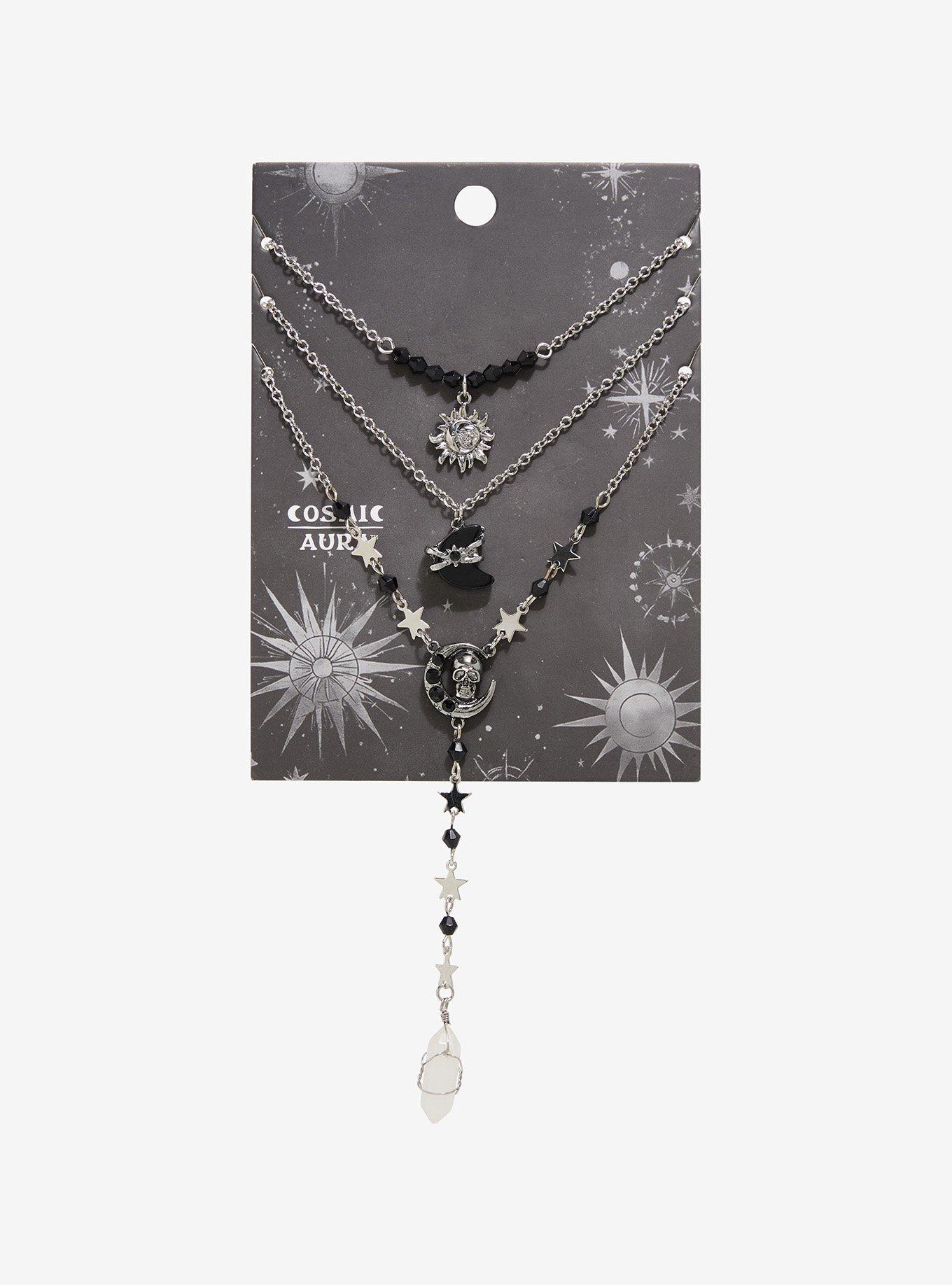Cosmic Aura Dark Crystal Rosary Necklace Set, , hi-res
