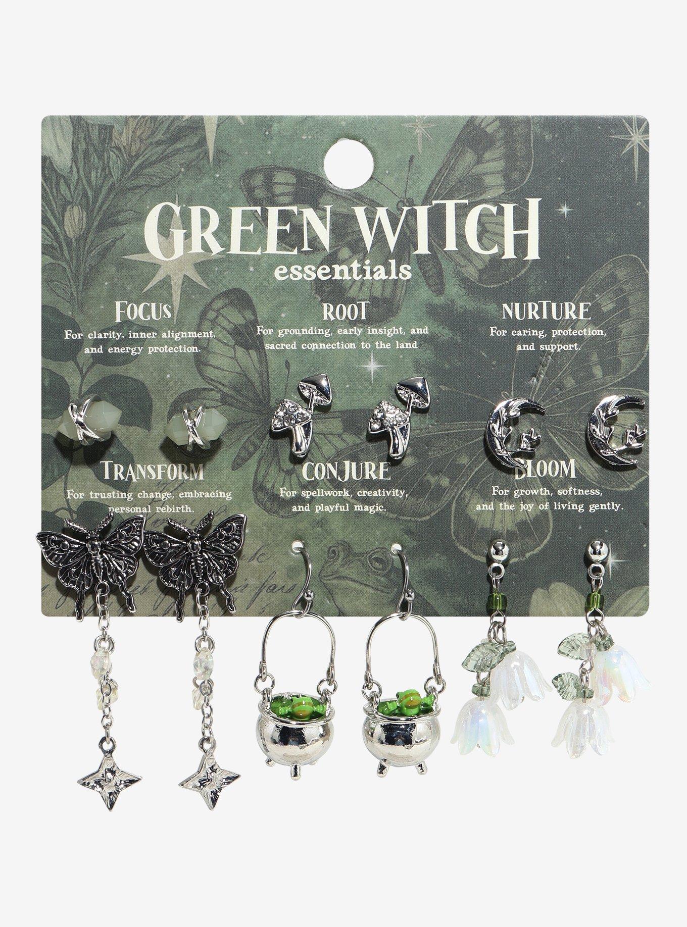 Green Witch Charms Earring Set, , hi-res