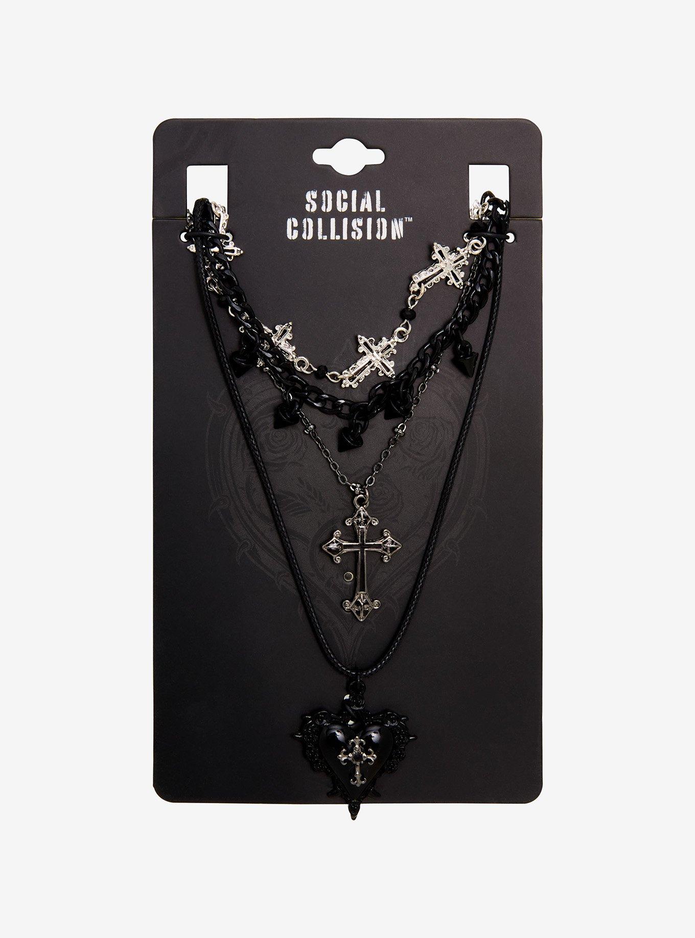 Social Collision Gothic Cross Necklace Set, , hi-res