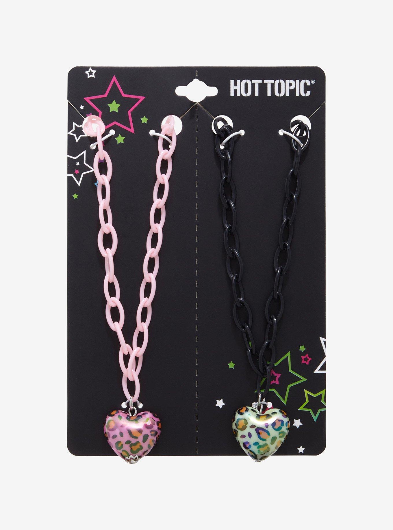 Leopard Bubble Heart Best Friend Necklace Set, , hi-res