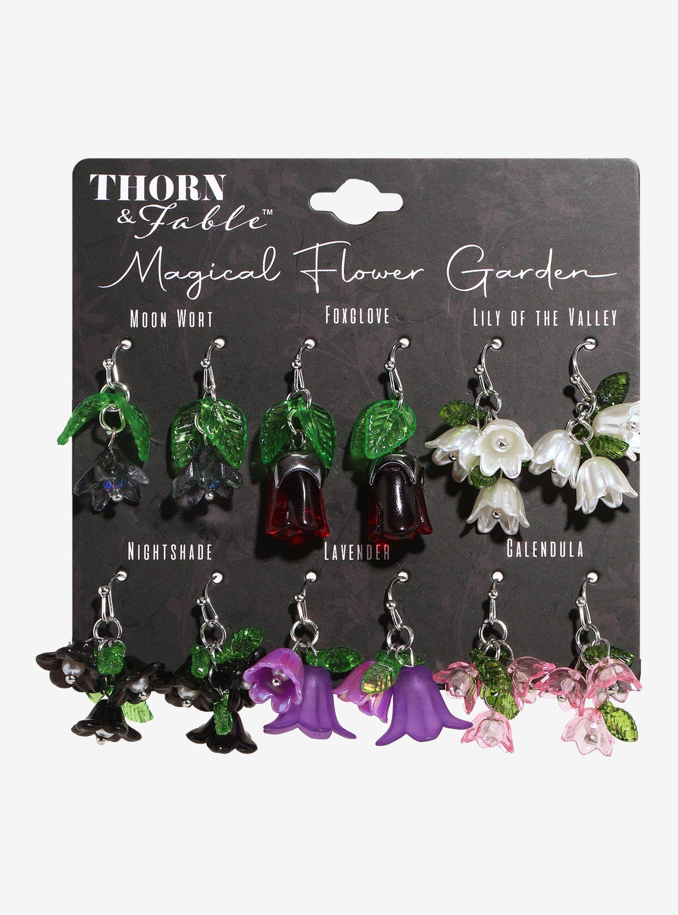 Thorn & Fable Magical Flower Garden Drop Earrings Set, , hi-res