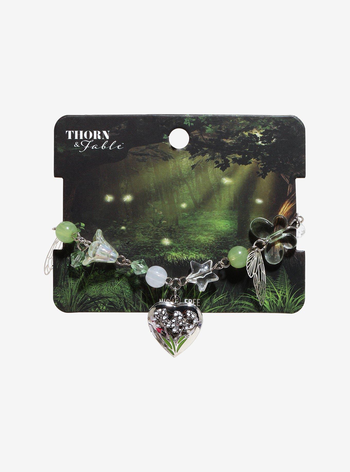 Thorn & Fable Lily Of The Valley Butterfly Locket Bracelet, , hi-res