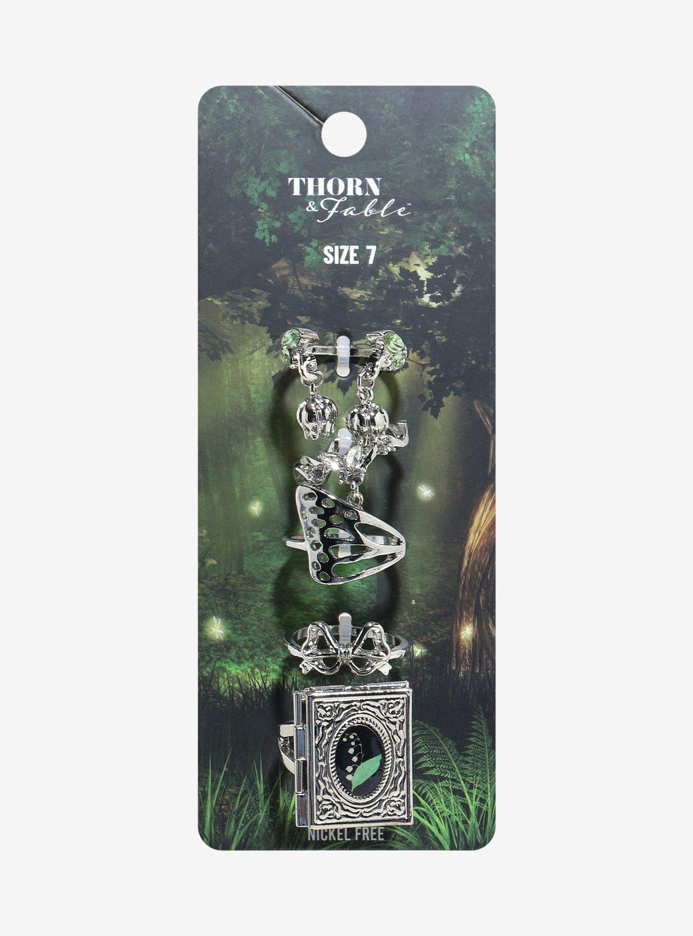 Thorn & Fable Lily Of The Valley Book Ring Set, , hi-res