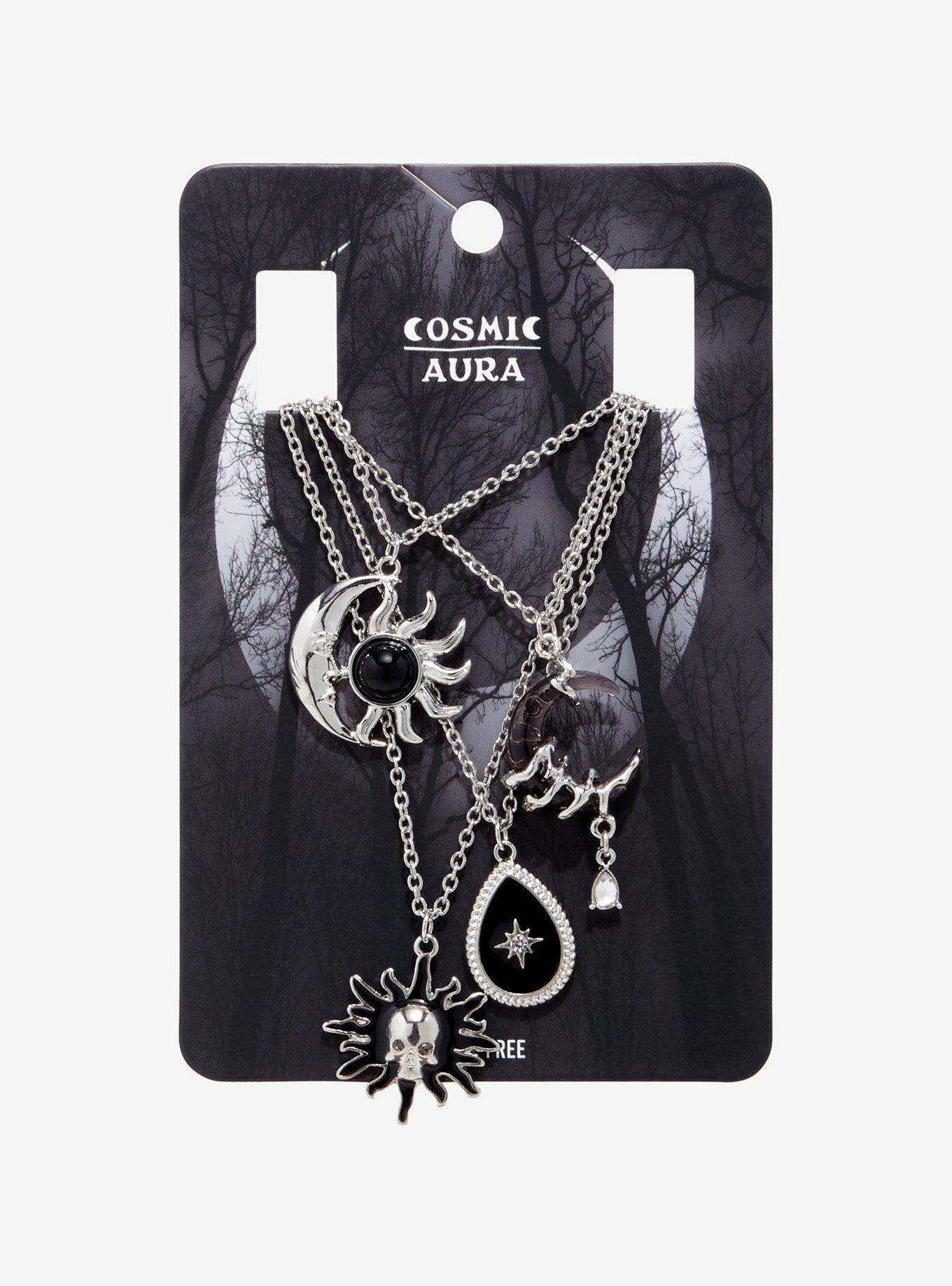 Cosmic Aura Skull Sun Celestial Necklace Set, , hi-res