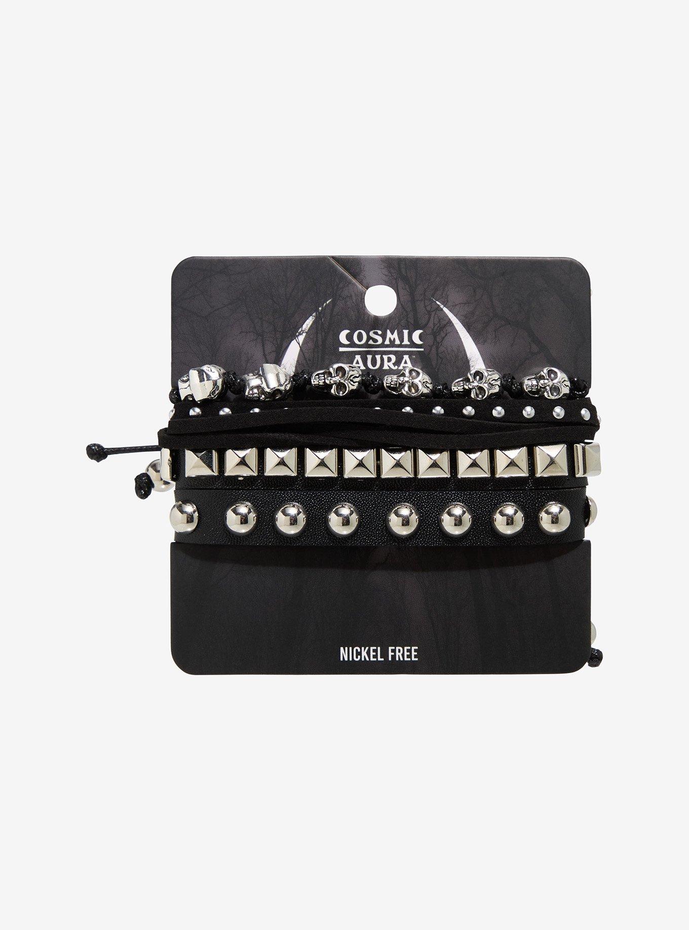 Cosmic Aura Skull Spike Stud Bracelet Set, , hi-res