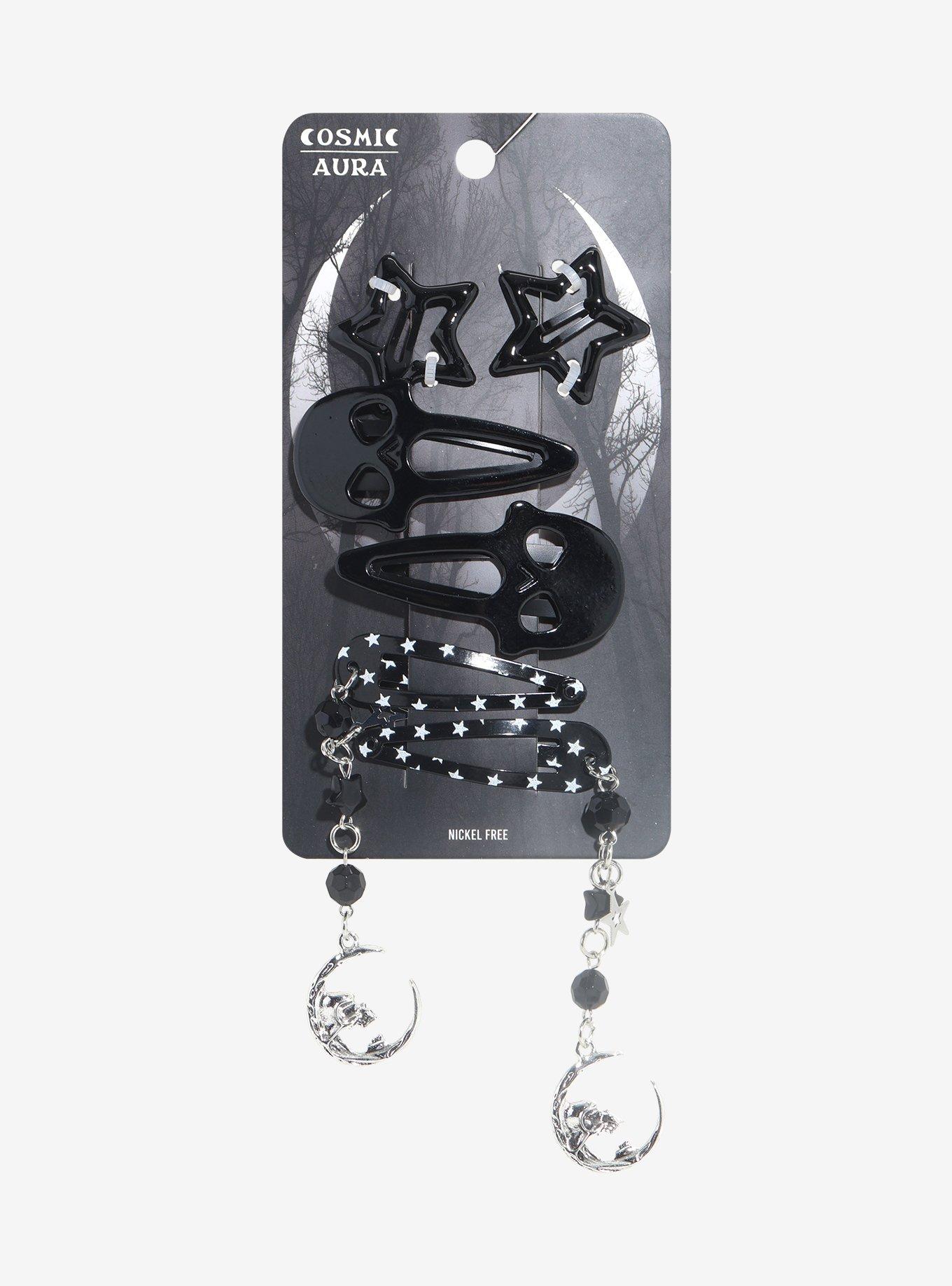 Cosmic Aura Star & Skull Hair Clip Set, , hi-res
