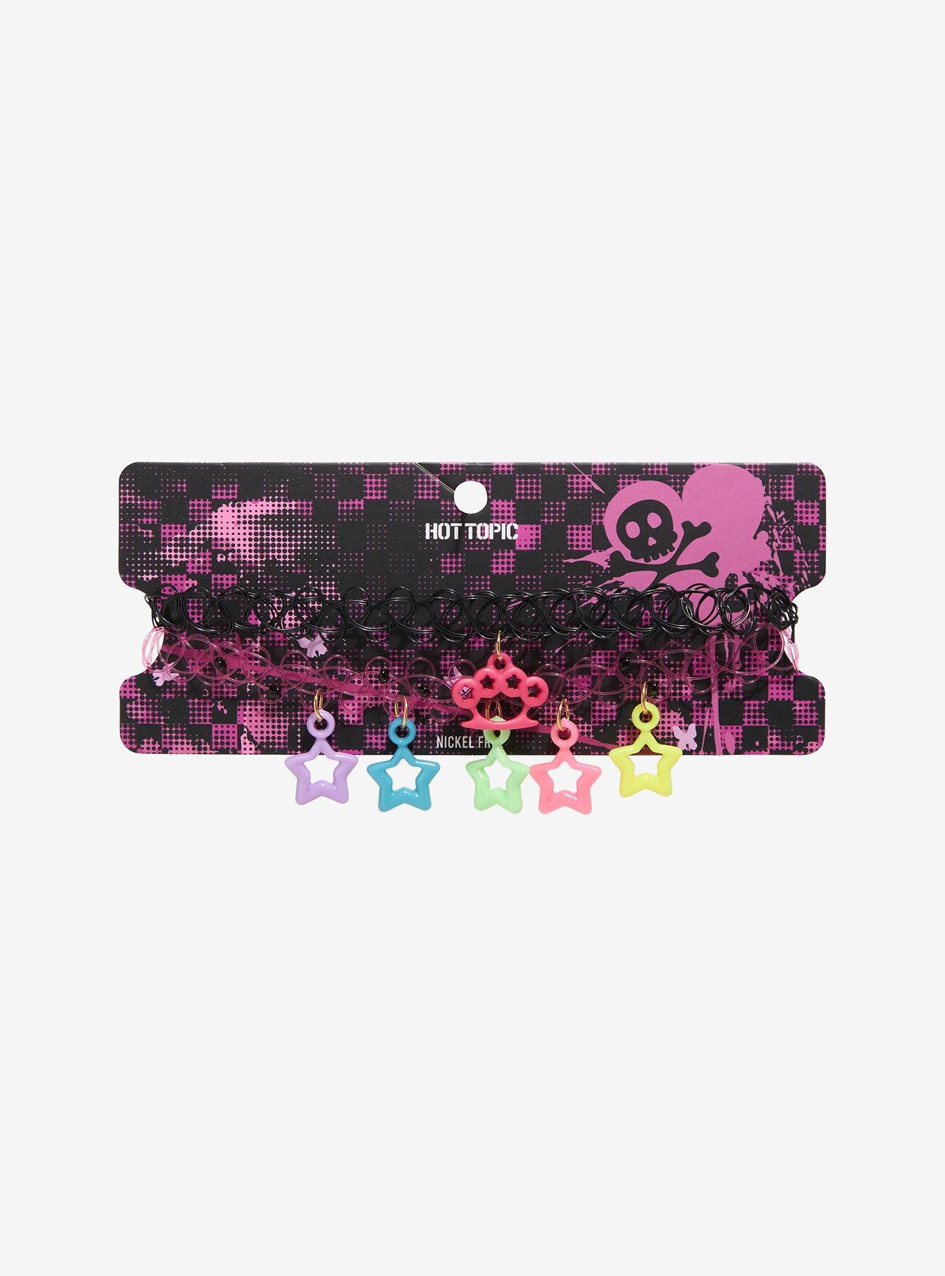 Colorful Star Brass Knuckle Tattoo Choker Set, , hi-res