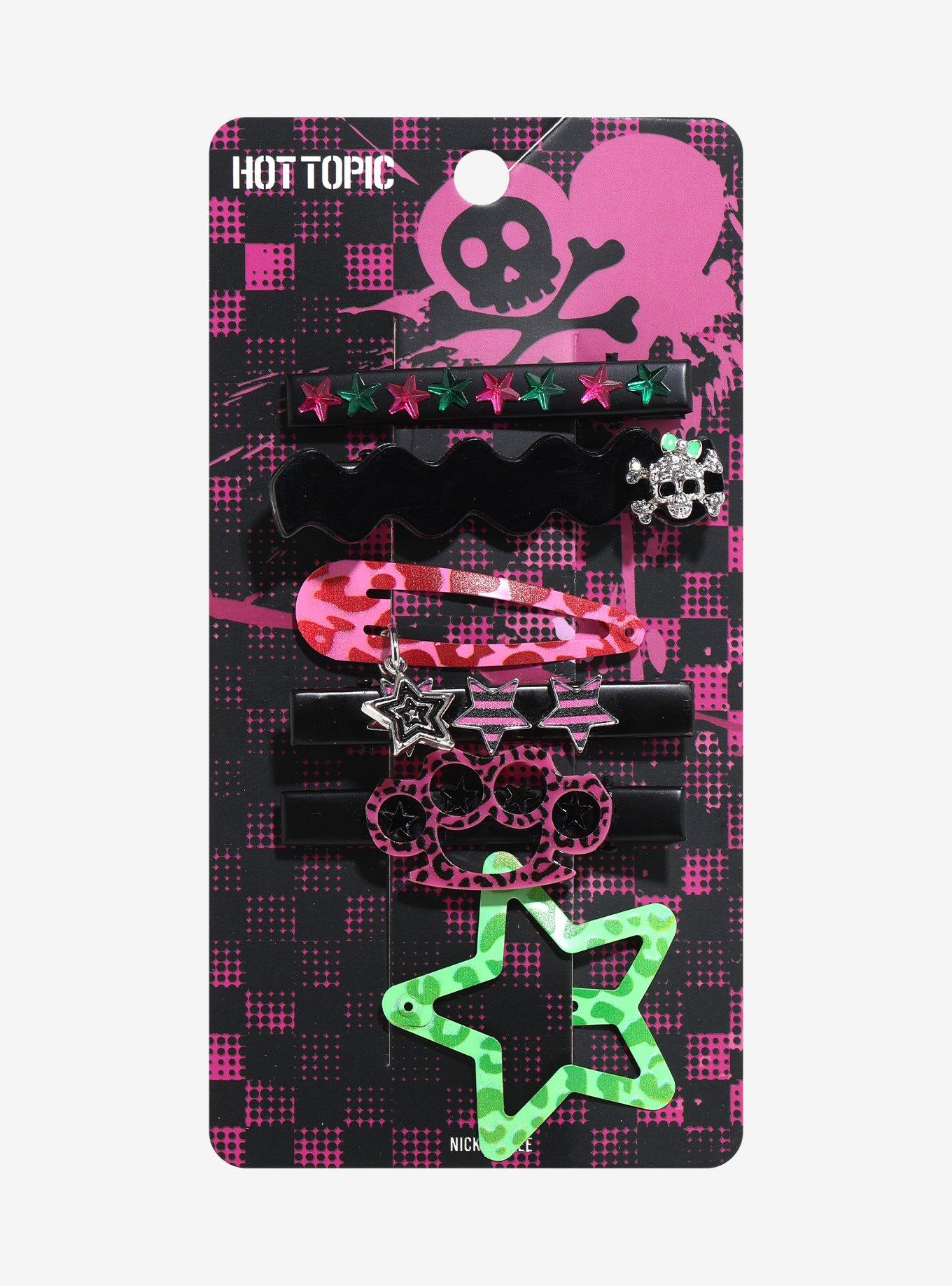 Neon Leopard Star Skull Hair Clip Set, , hi-res
