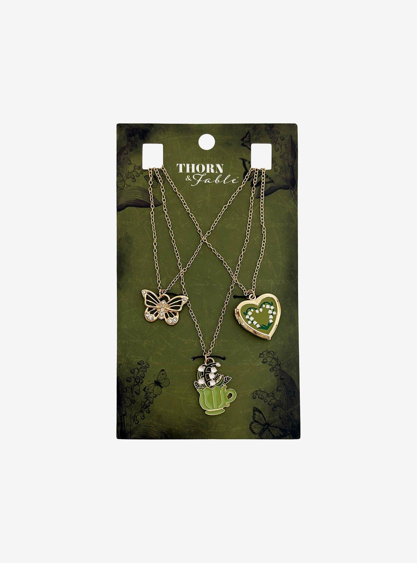 Thorn & Fable Lily Of The Valley Teacup Necklace Set, , hi-res