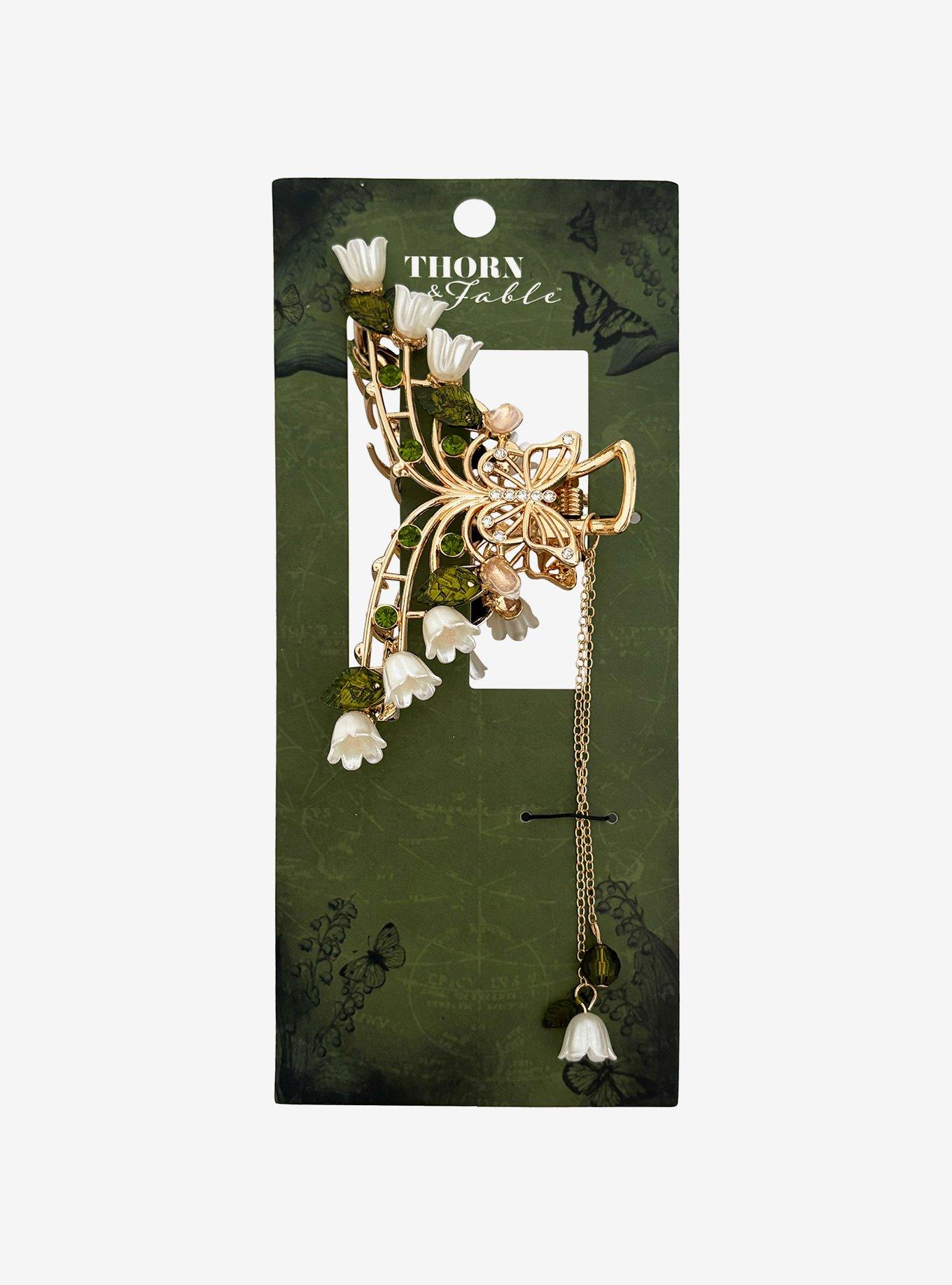Thorn & Fable Floral Butterfly Claw Hair Clip, , hi-res