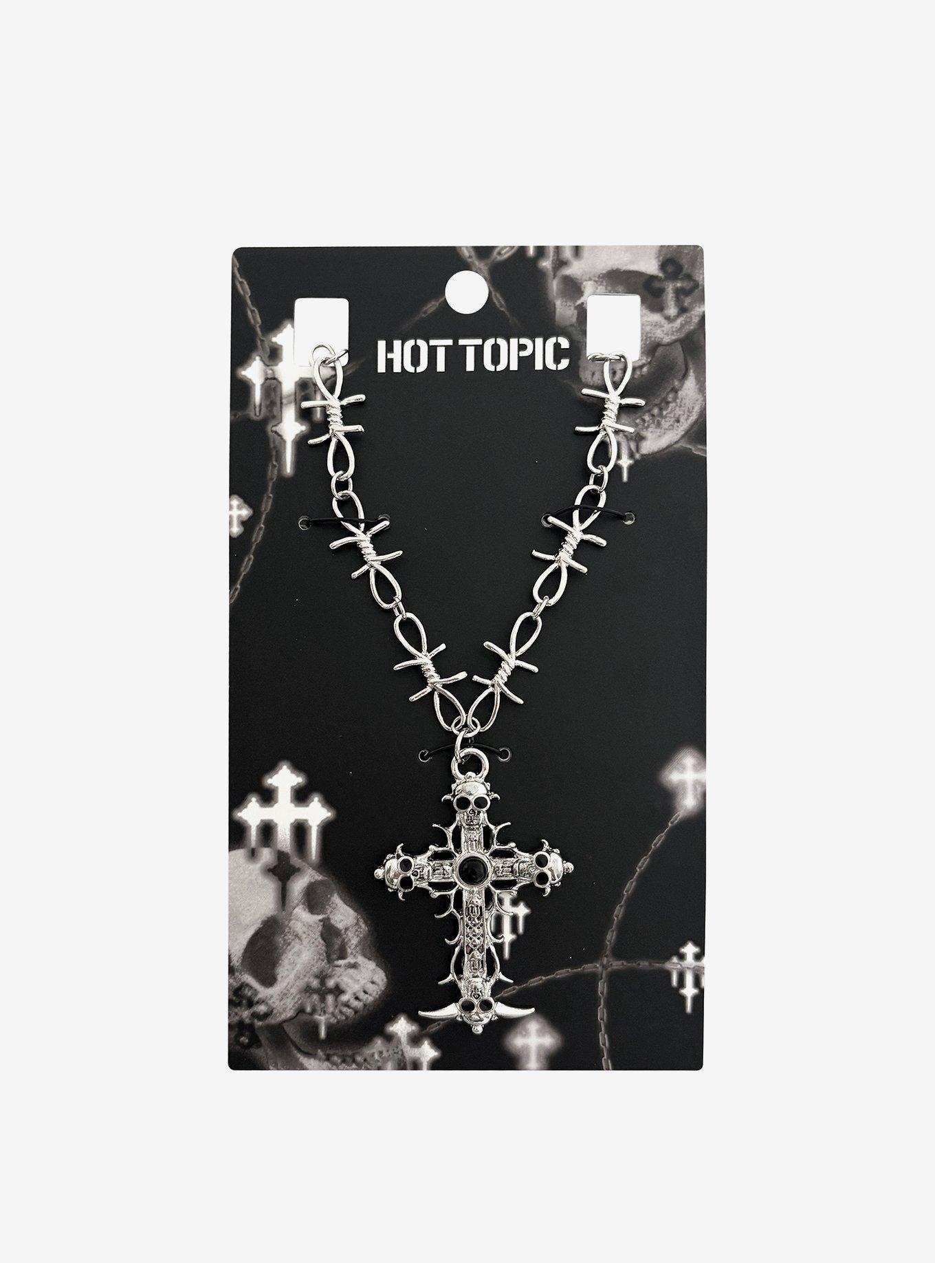 Ornate Skull Cross Necklace, , hi-res