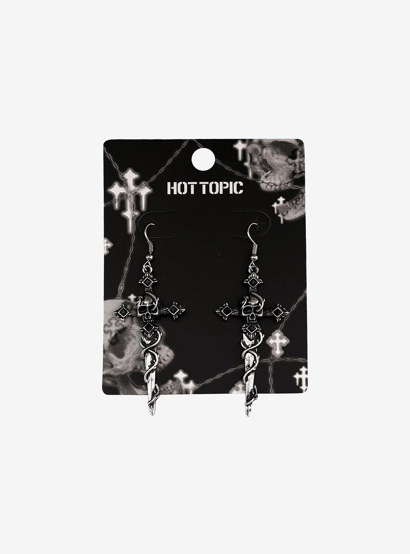 Skull Dagger Drop Earrings, , hi-res