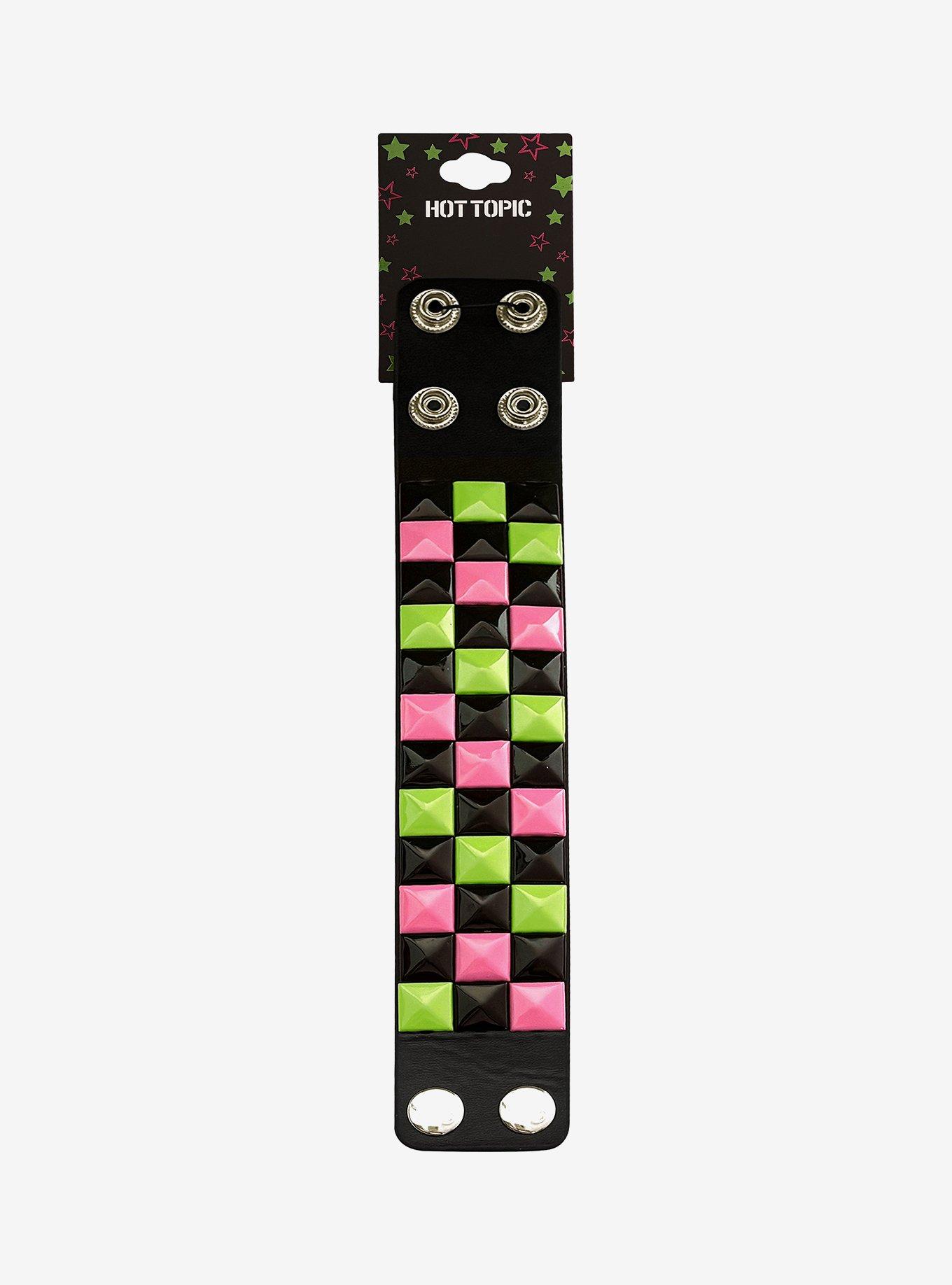 Multicolor Pyramid Stud Cuff Bracelet, , hi-res