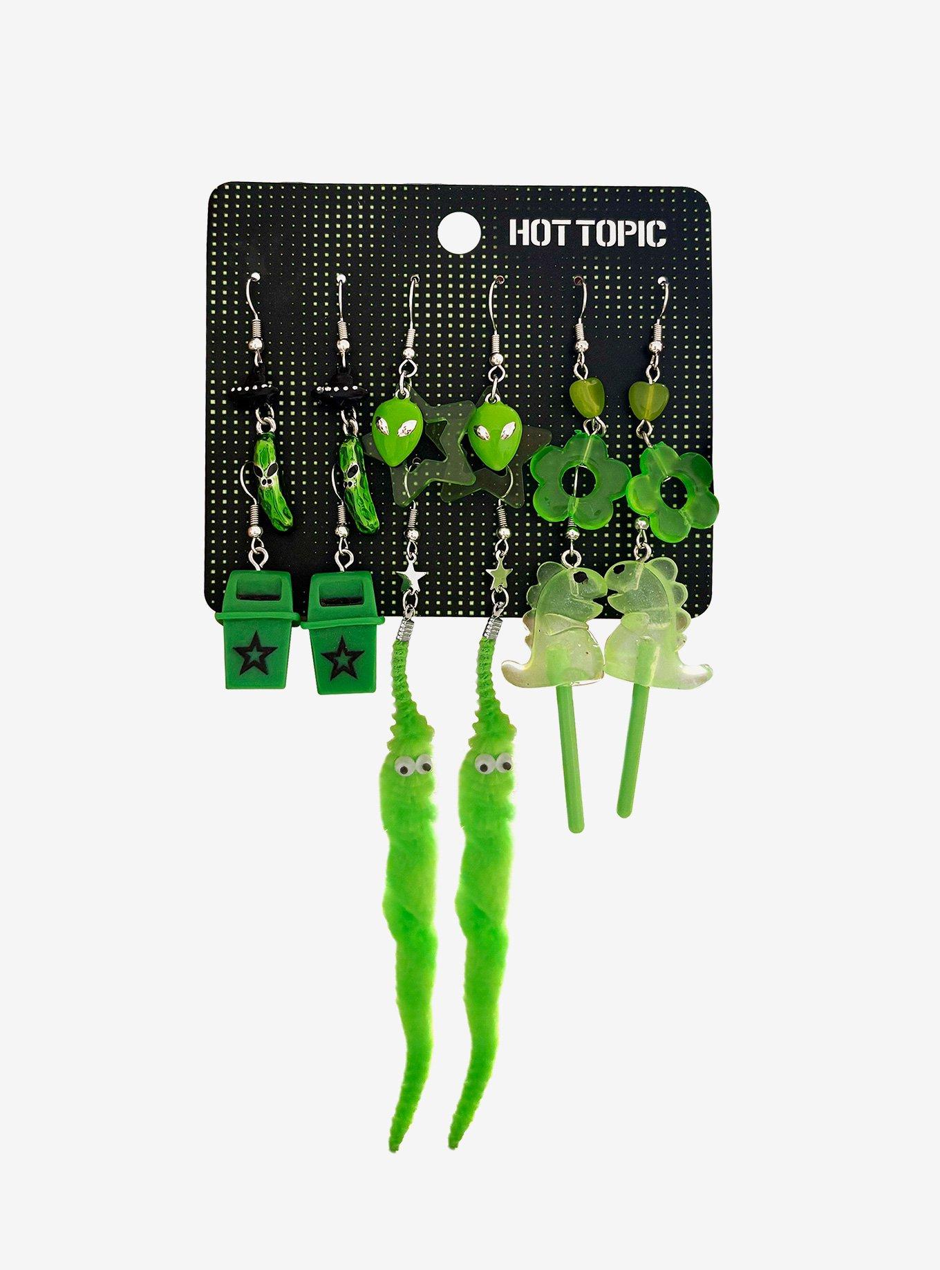 Green Novelty Charm Drop Earring Set, , hi-res