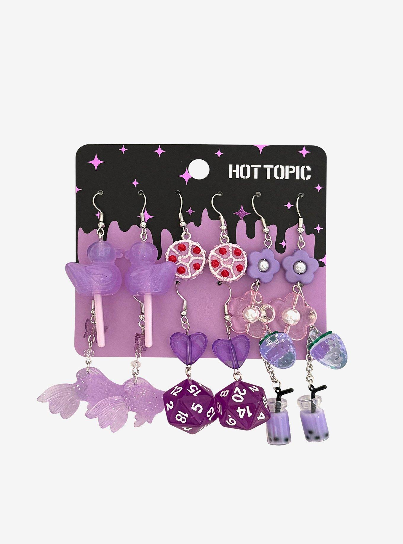 Purple Novelty Charm Drop Earring Set, , hi-res