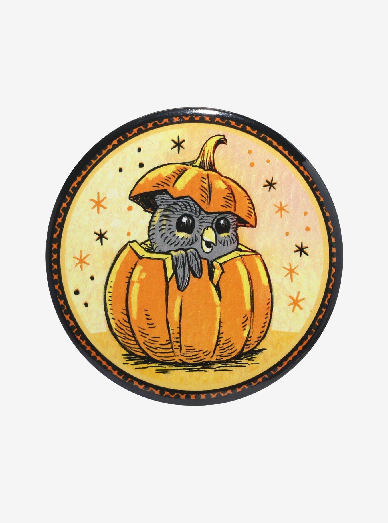 Spoops Pumpkin Owl 3 Inch Button, , hi-res