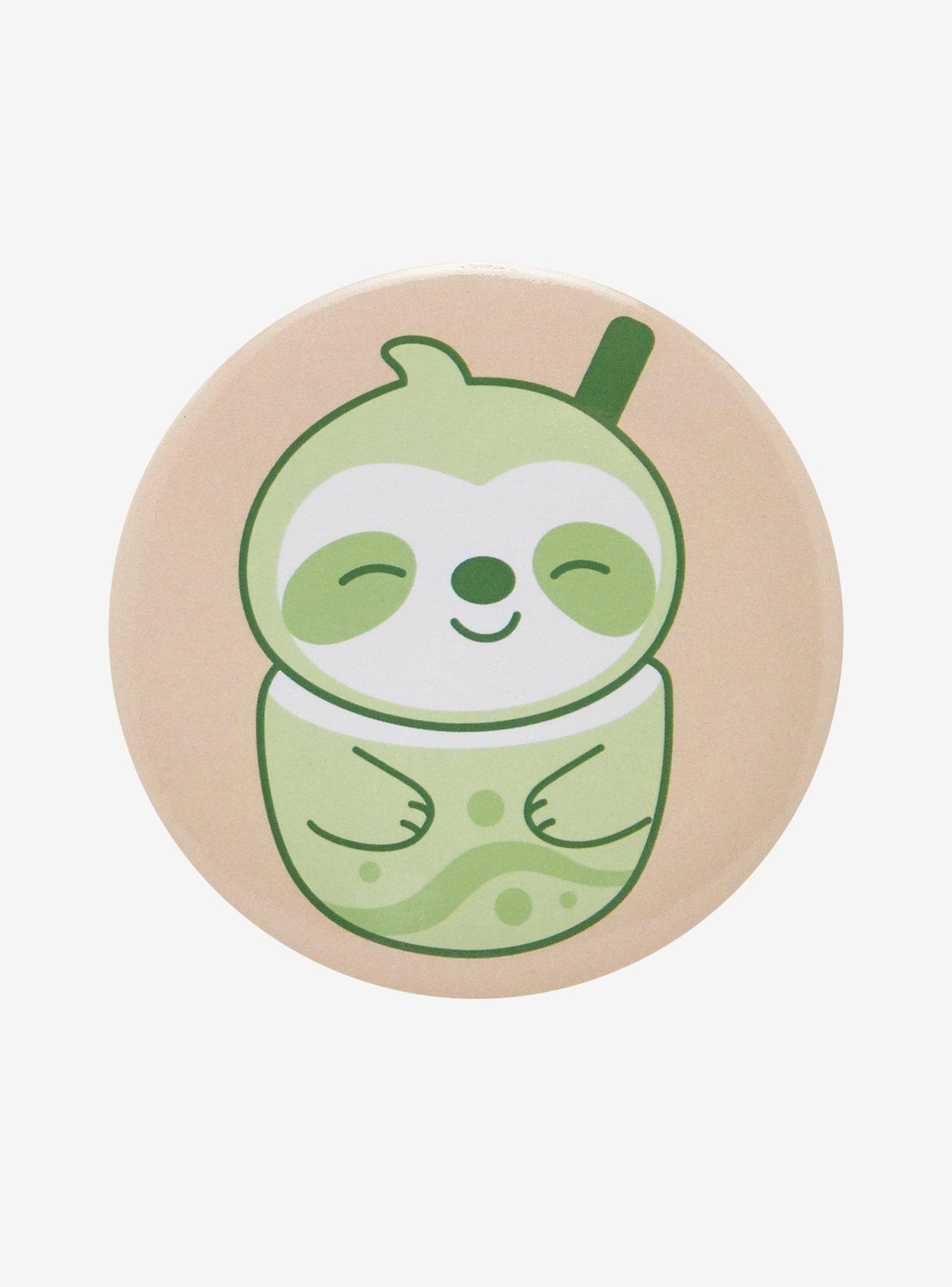 Brew Zoo Sloth Matcha Slothie 3 Inch Button, , hi-res