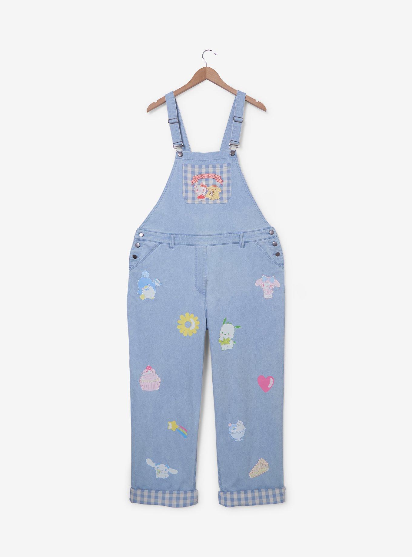 Sanrio Hello Kitty and Friends Gingham Denim Women's Plus Size Overalls - BoxLunch Exclusive, , hi-res