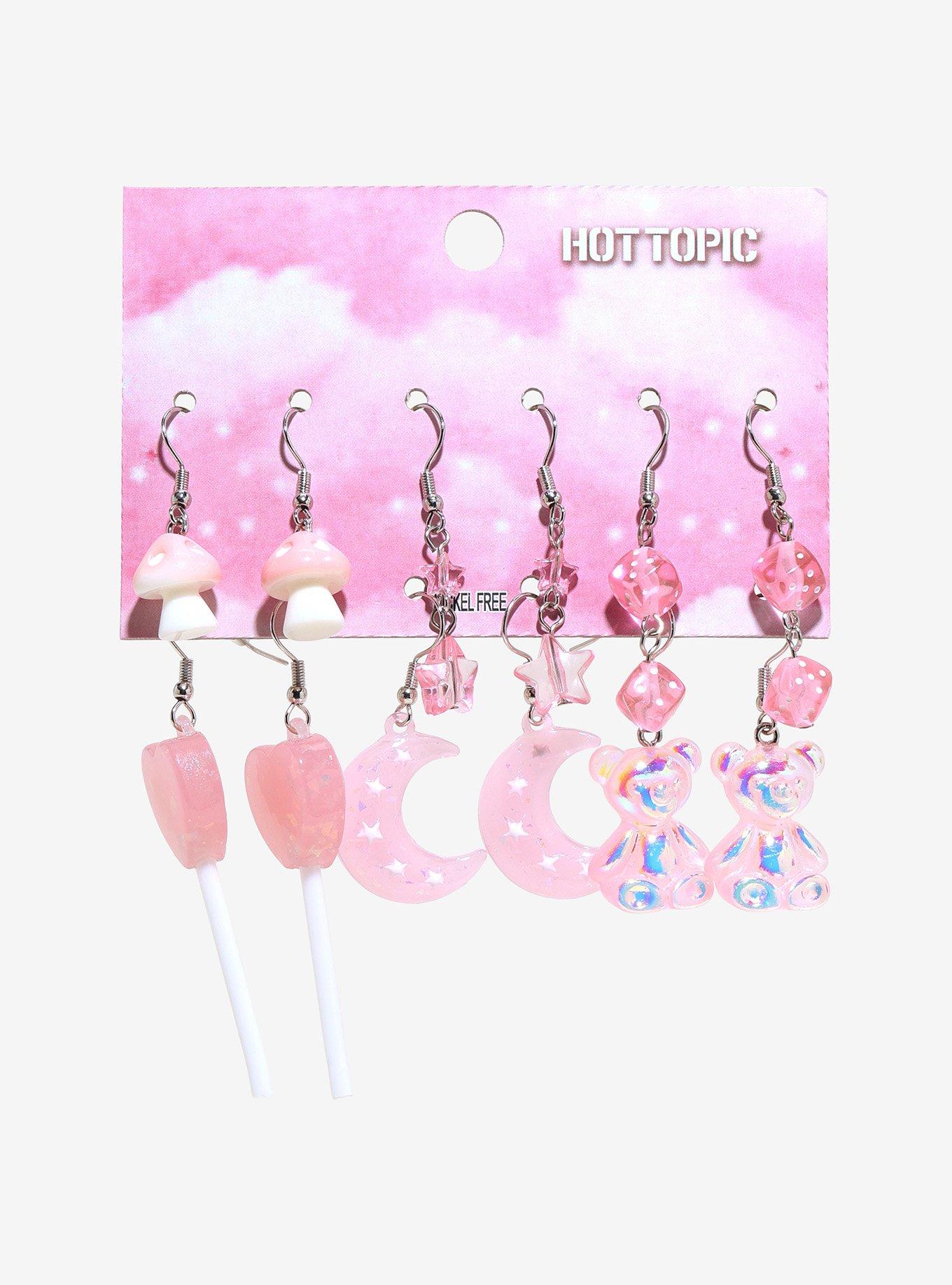 Pink Candy Bear Novelty Earrings, , hi-res