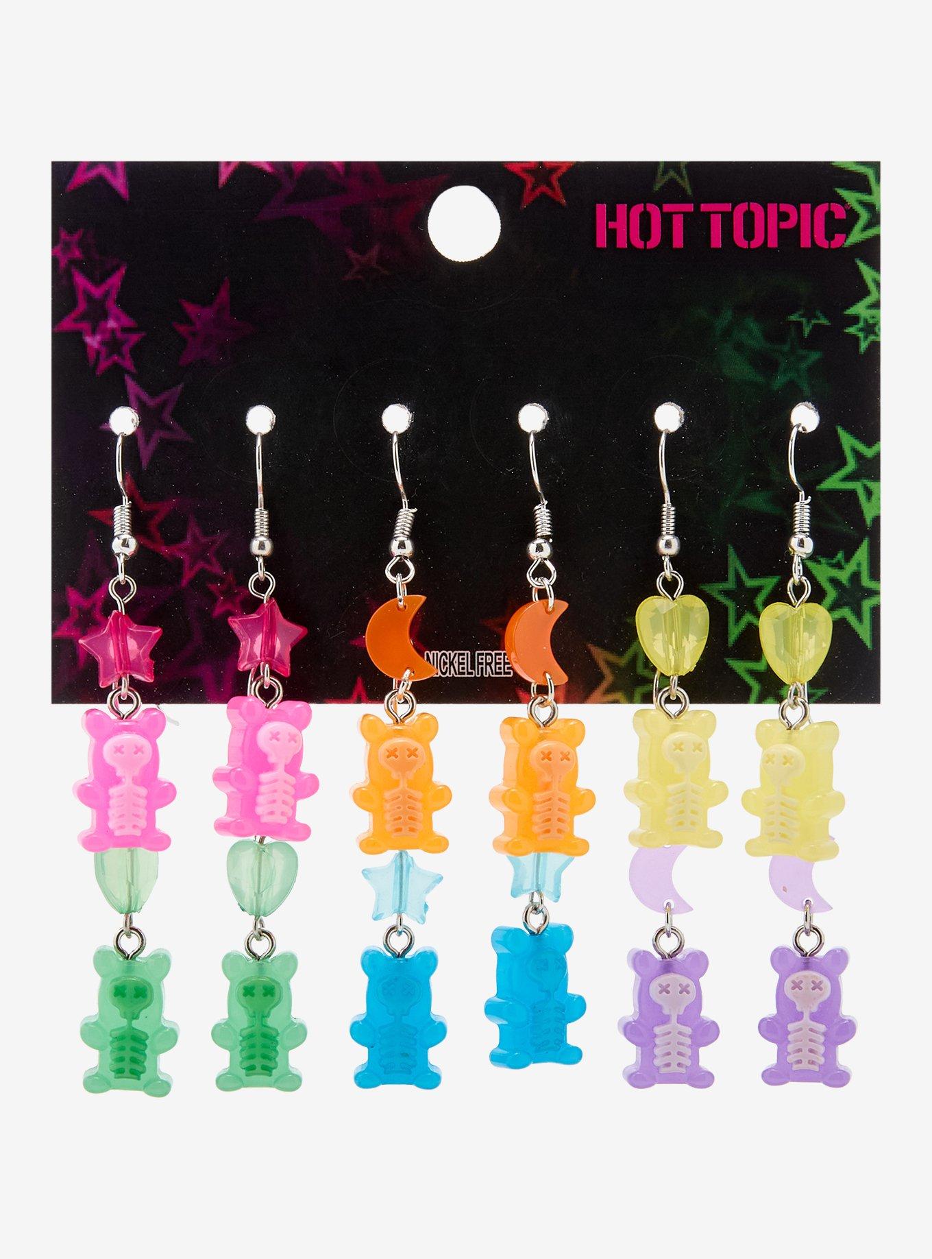 Rainbow Skeleton Candy Bear Earring Set, , hi-res