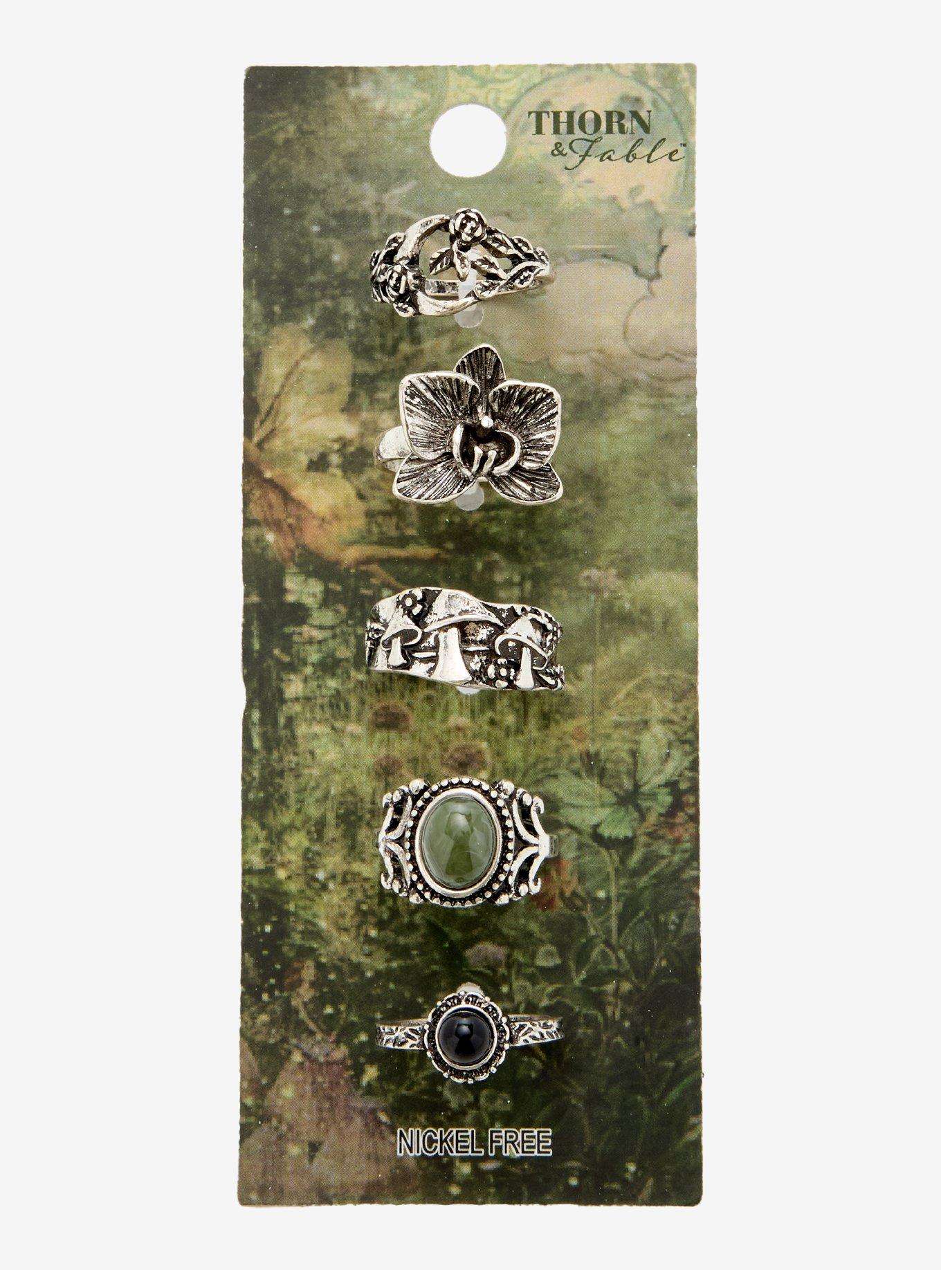 Thorn & Fable Orchid Green Gem Ring Set, , hi-res