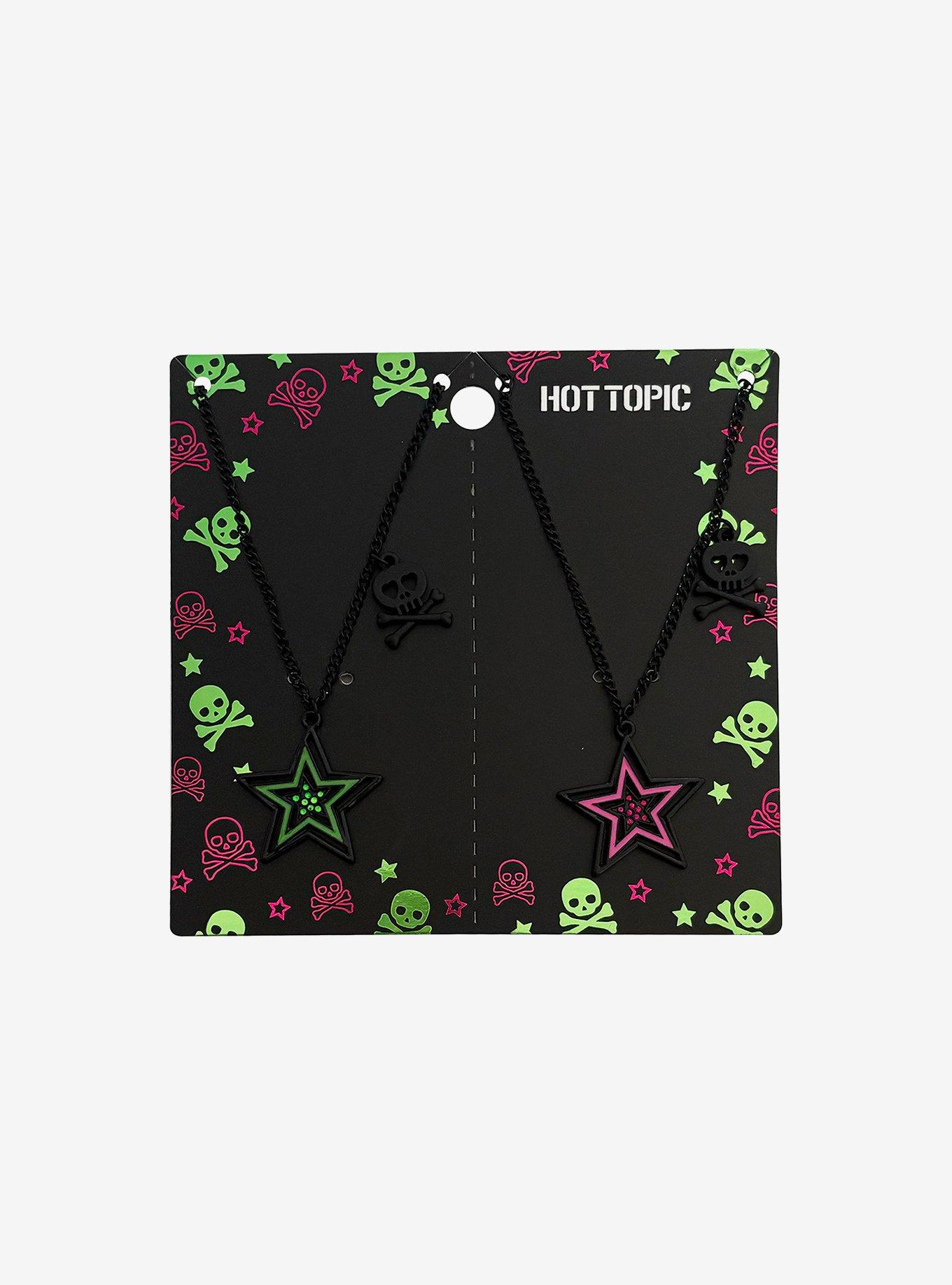 Green & Pink Star Best Friend Necklace Set, , hi-res