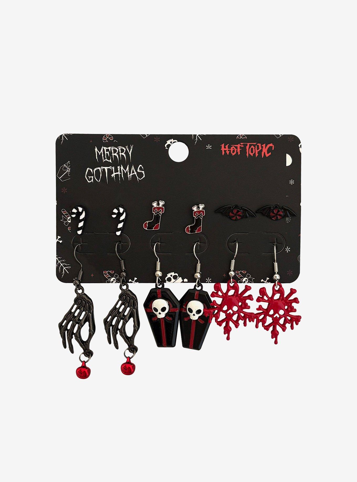 Gothmas Coffin Snowflake Stocking Earring Set, , hi-res