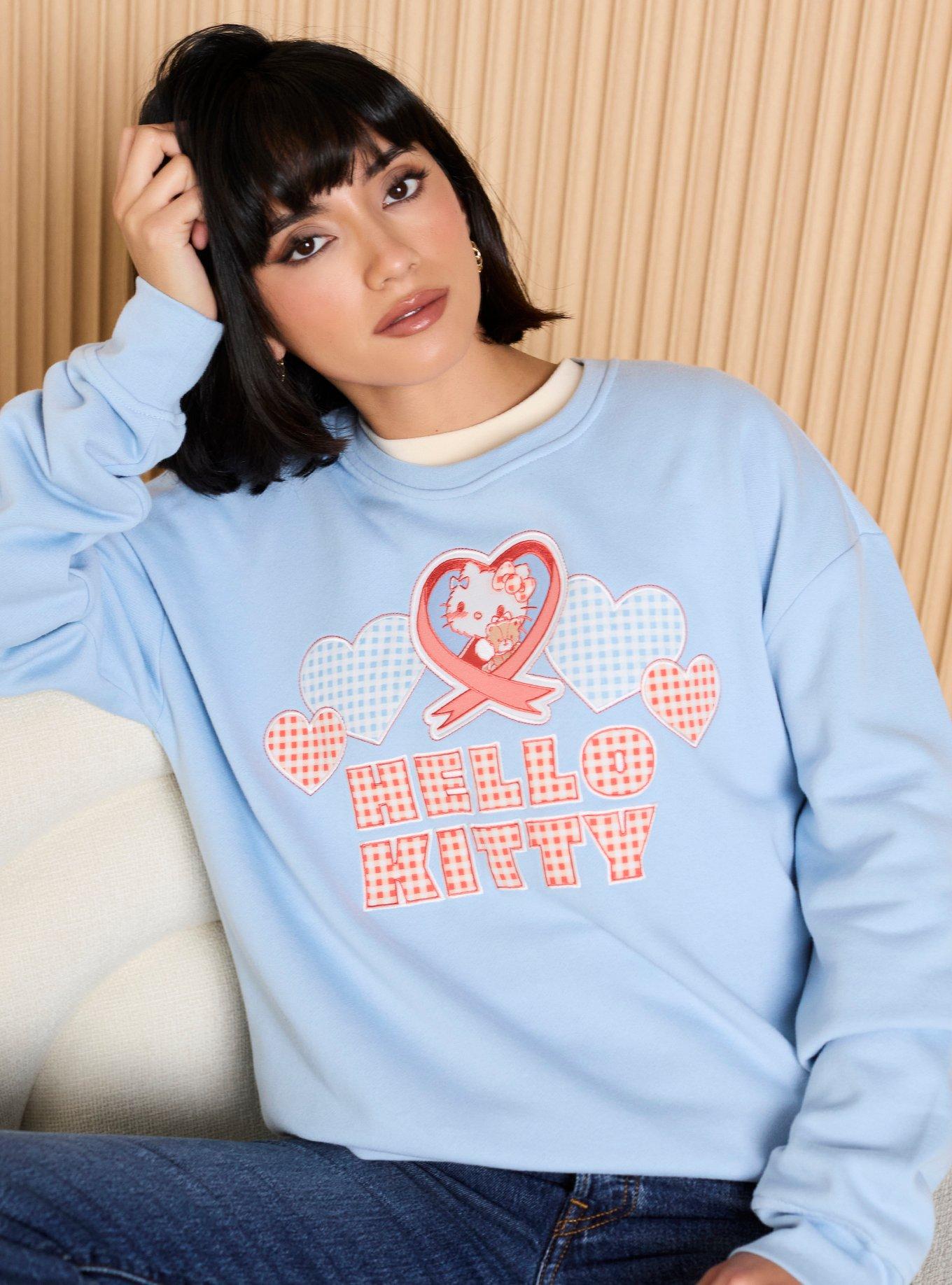 Sanrio Hello Kitty and Friends Gingham Embroidered Crewneck — BoxLunch Exclusive