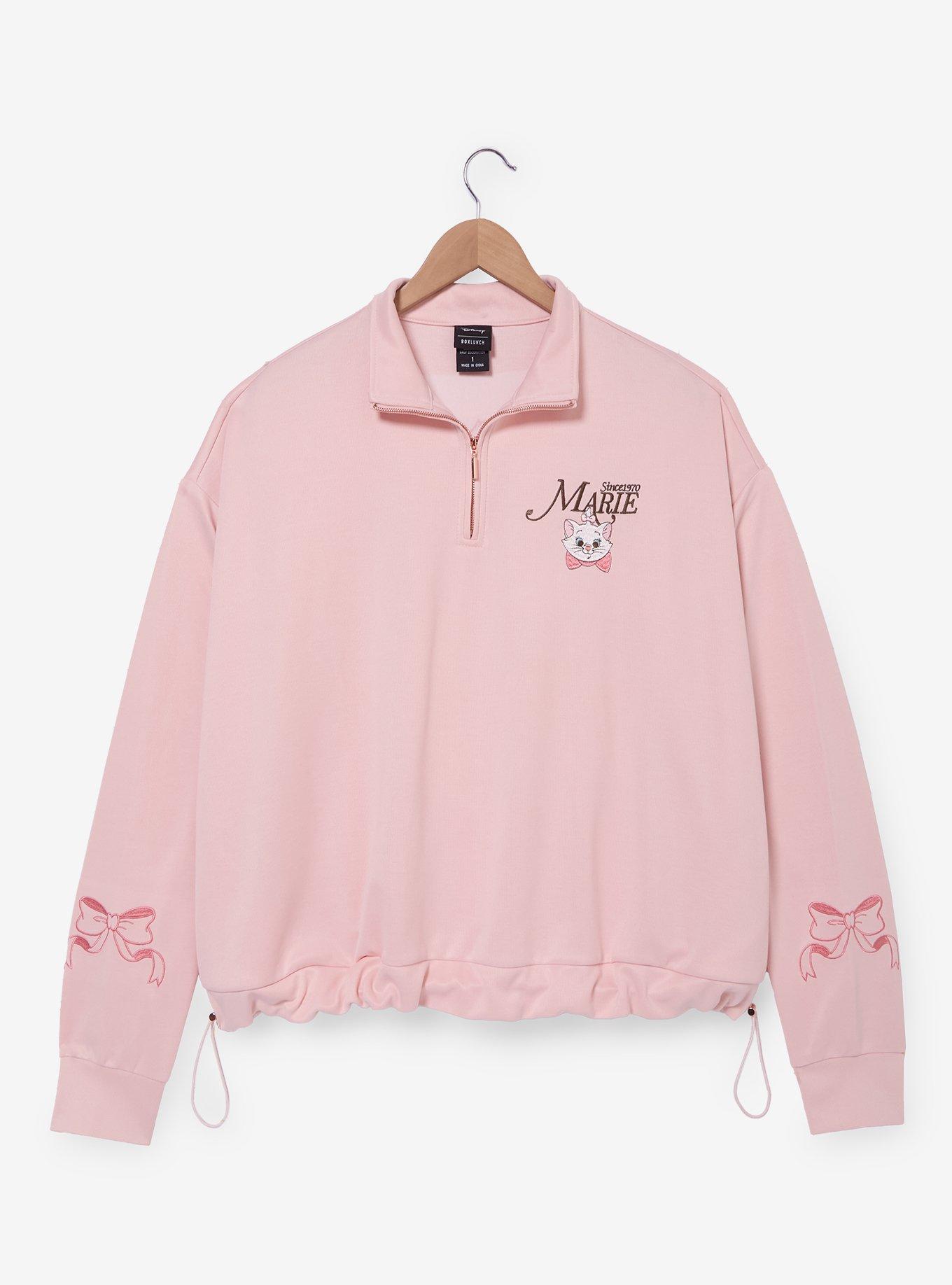 Disney The Aristocats Marie Pink Women's Plus Size Quarter Zip Crewneck — BoxLunch Exclusive, , hi-res