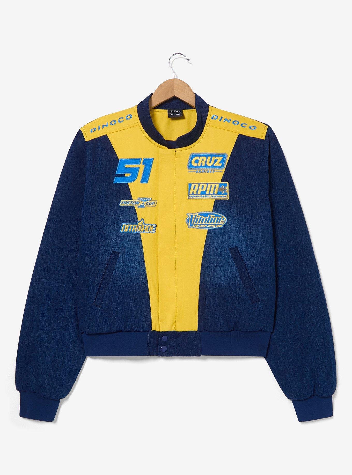Disney Pixar Cars 3 Cruz Ramirez Women's Plus Size Cropped Denim Moto Jacket - BoxLunch Exclusive, , hi-res