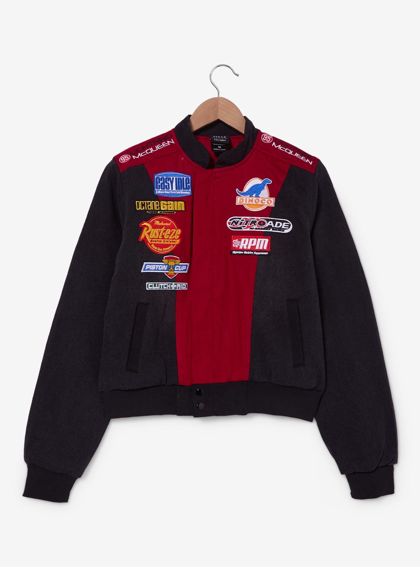 Disney Pixar Cars Lightning McQueen Cropped Women's Denim Moto Jacket - BoxLunch Exclusive, , hi-res