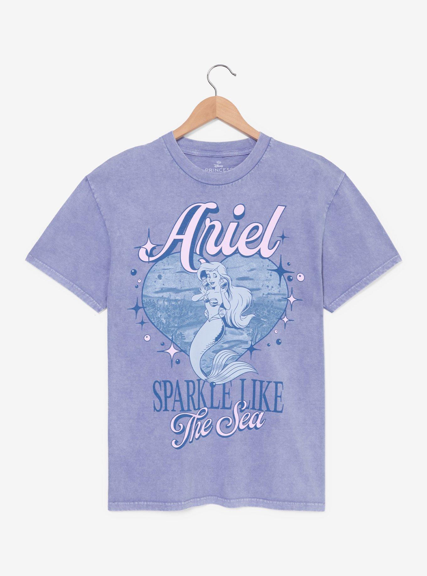 Disney The Little Mermaid Ariel Sparkle Tonal Women's T-Shirt — BoxLunch Exclusive, , hi-res