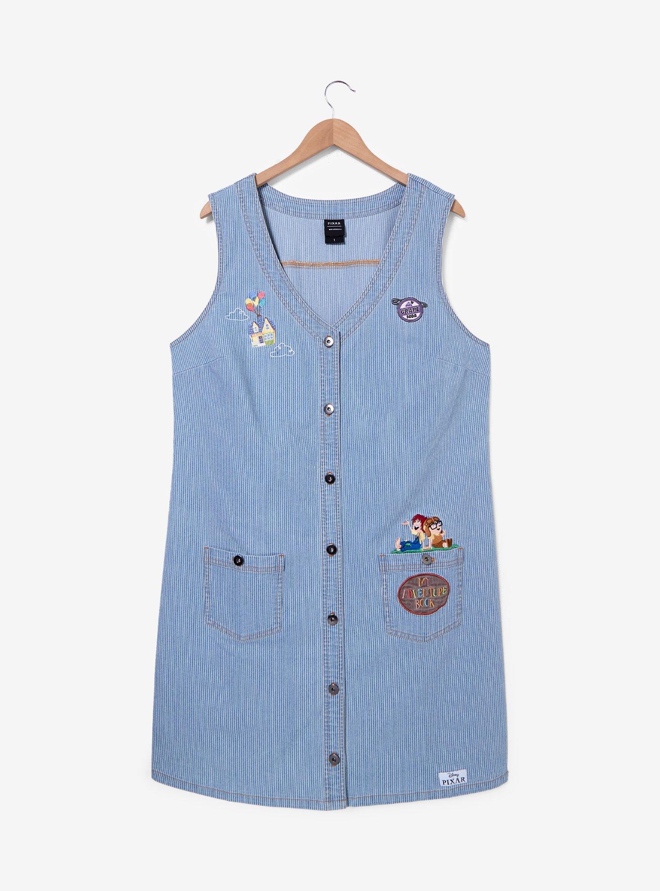 Disney Pixar Up Young Carl & Ellie Denim Plus Size Dress — BoxLunch Exclusive, , hi-res