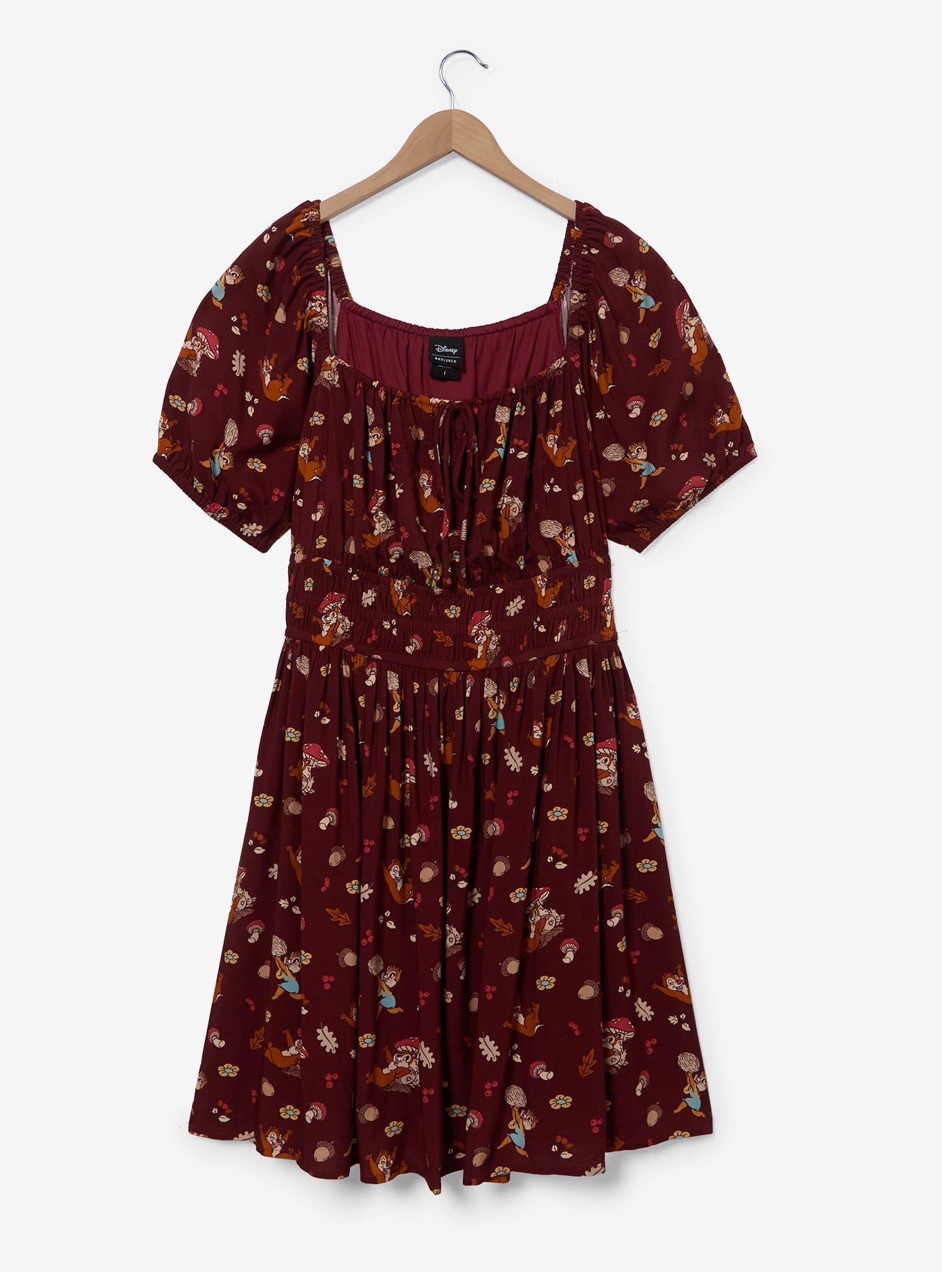 Disney Chip & Dale Fall Foliage Plus Size Smock Dress - BoxLunch Exclusive, , hi-res