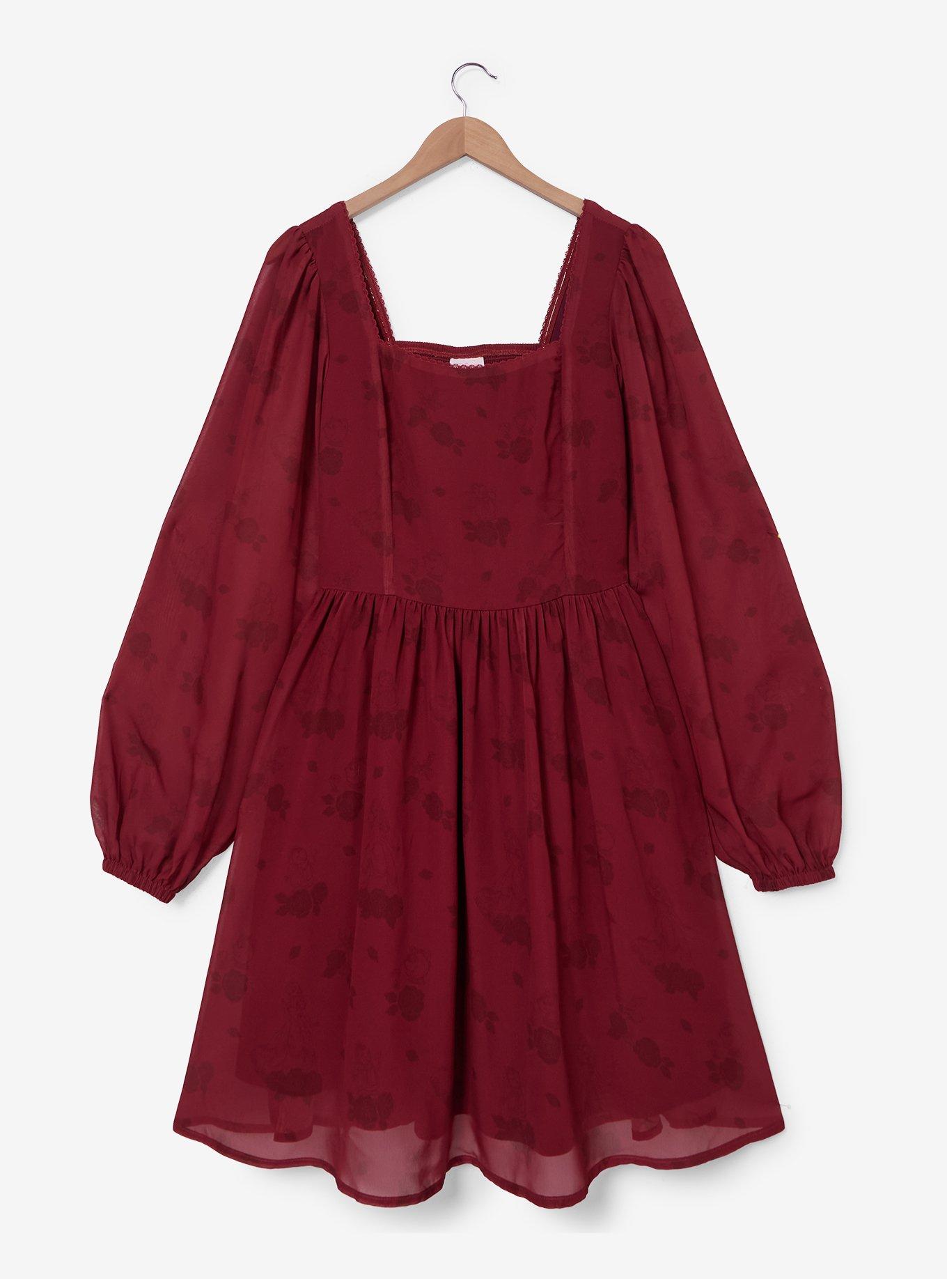 Disney Beauty and the Beast Floral Characters Allover Print Plus Size Smock Dress - BoxLunch Exclusive, , hi-res