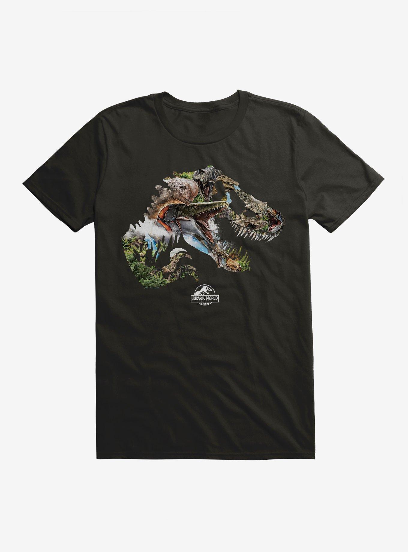 Jurassick World Rebirth Dinosaur Collage Logo T-Shirt, , hi-res