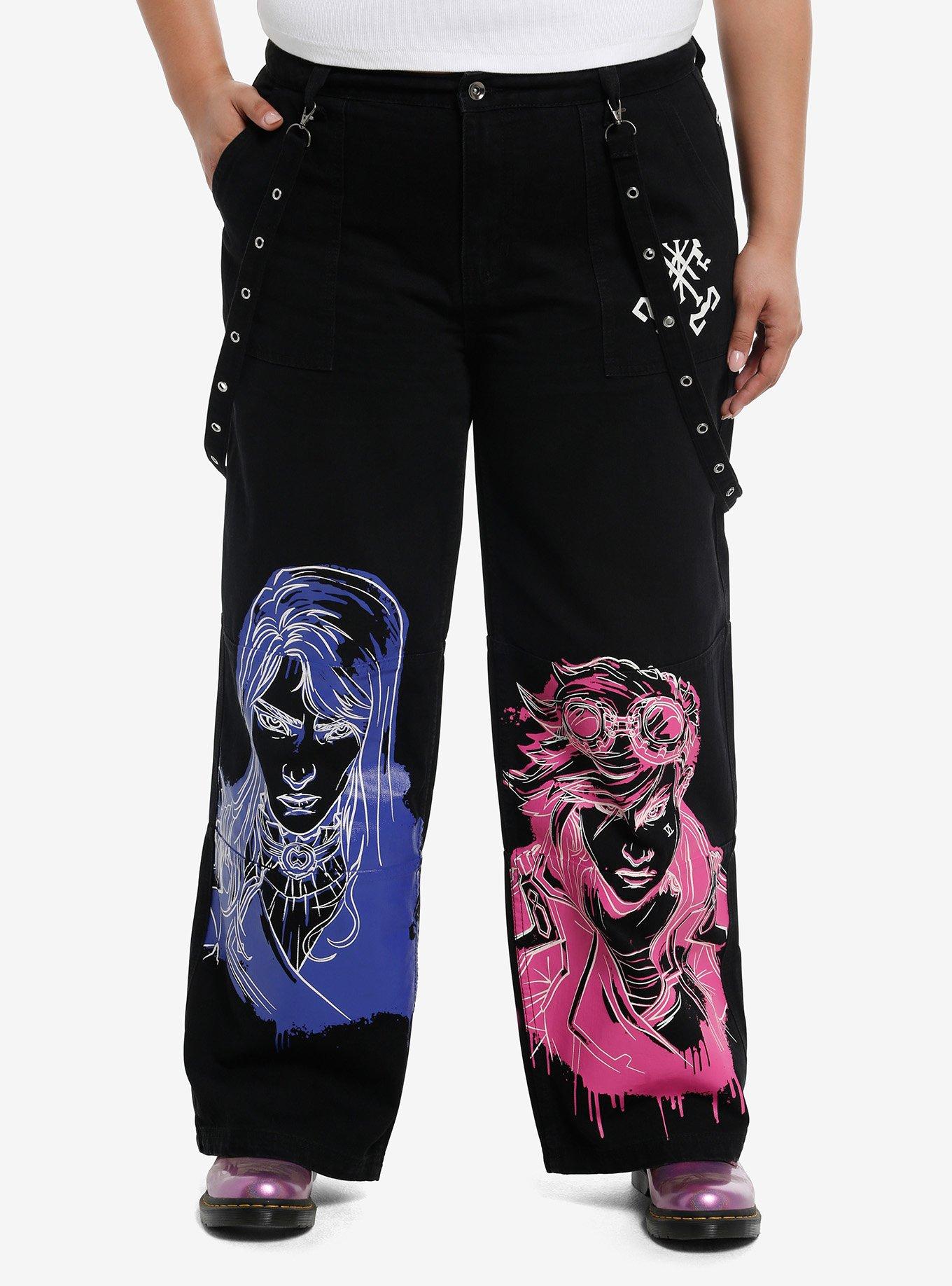 Arcane CaitVi Suspender Wide Leg Jeans Plus Size, , hi-res