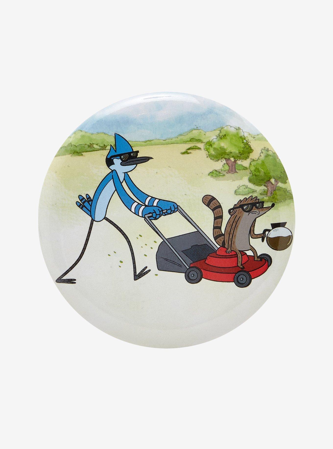 Regular Show Lawn Mower Cart 3 Inch Button, , hi-res