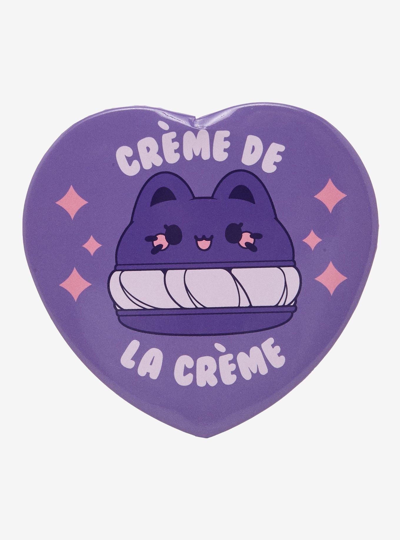 Tasty Peach Cat Macaron Créme 3 Inch Heart Button, , hi-res