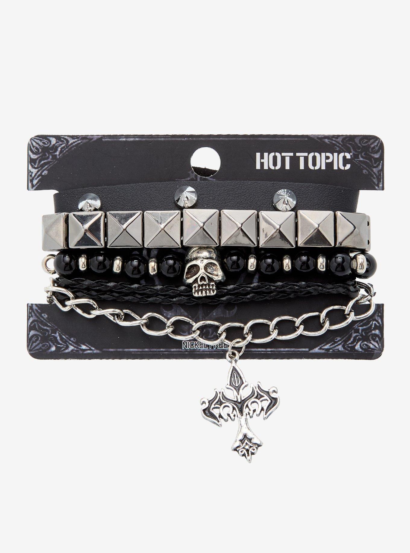 Skull Spike Cross Bracelet Set, , hi-res