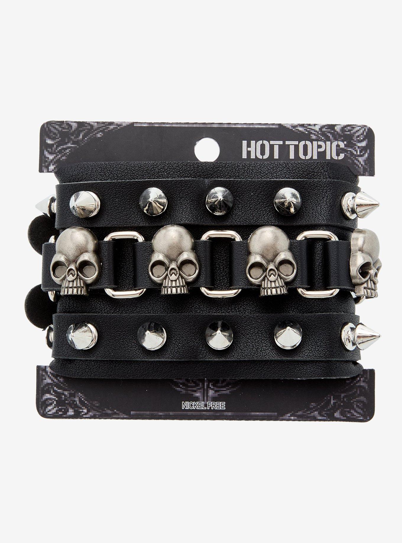 Skull Square Ring & Spike Cuff Bracelet, , hi-res