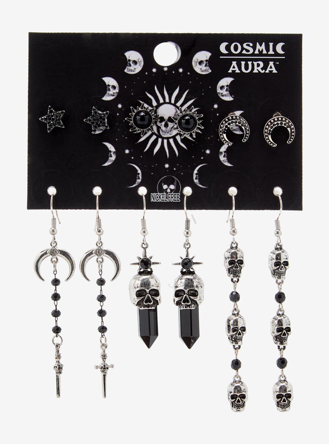 Cosmic Aura Skull Dark Celestial Earring Set, , hi-res