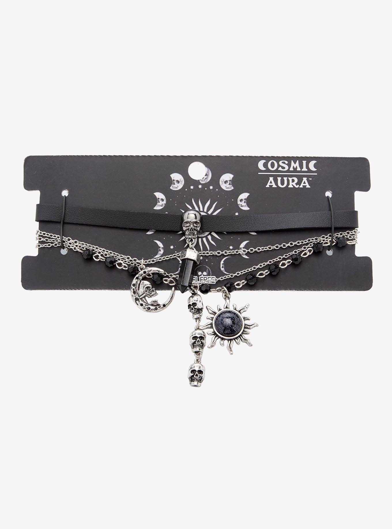 Cosmic Aura Dark Celestial Skull Necklace Set, , hi-res