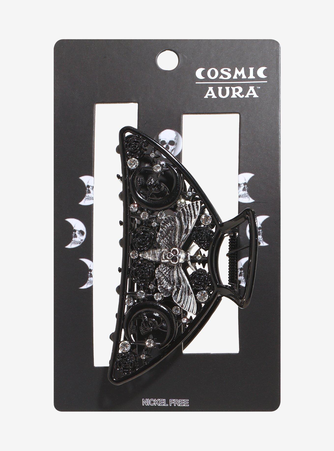 Cosmic Aura Moth Rose Claw Hair Clip, , hi-res