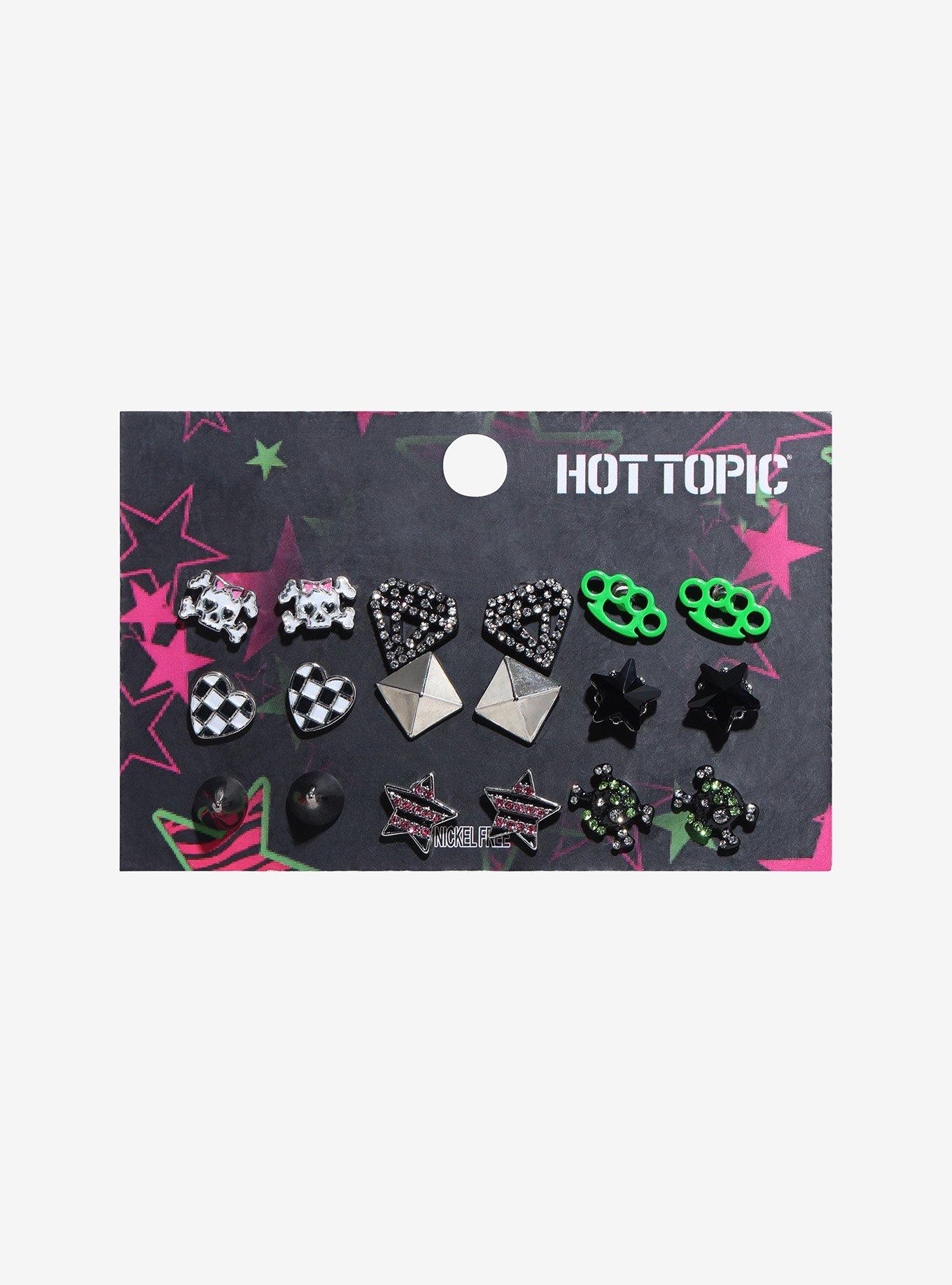 Neon Emo Stud Earring Set, , hi-res