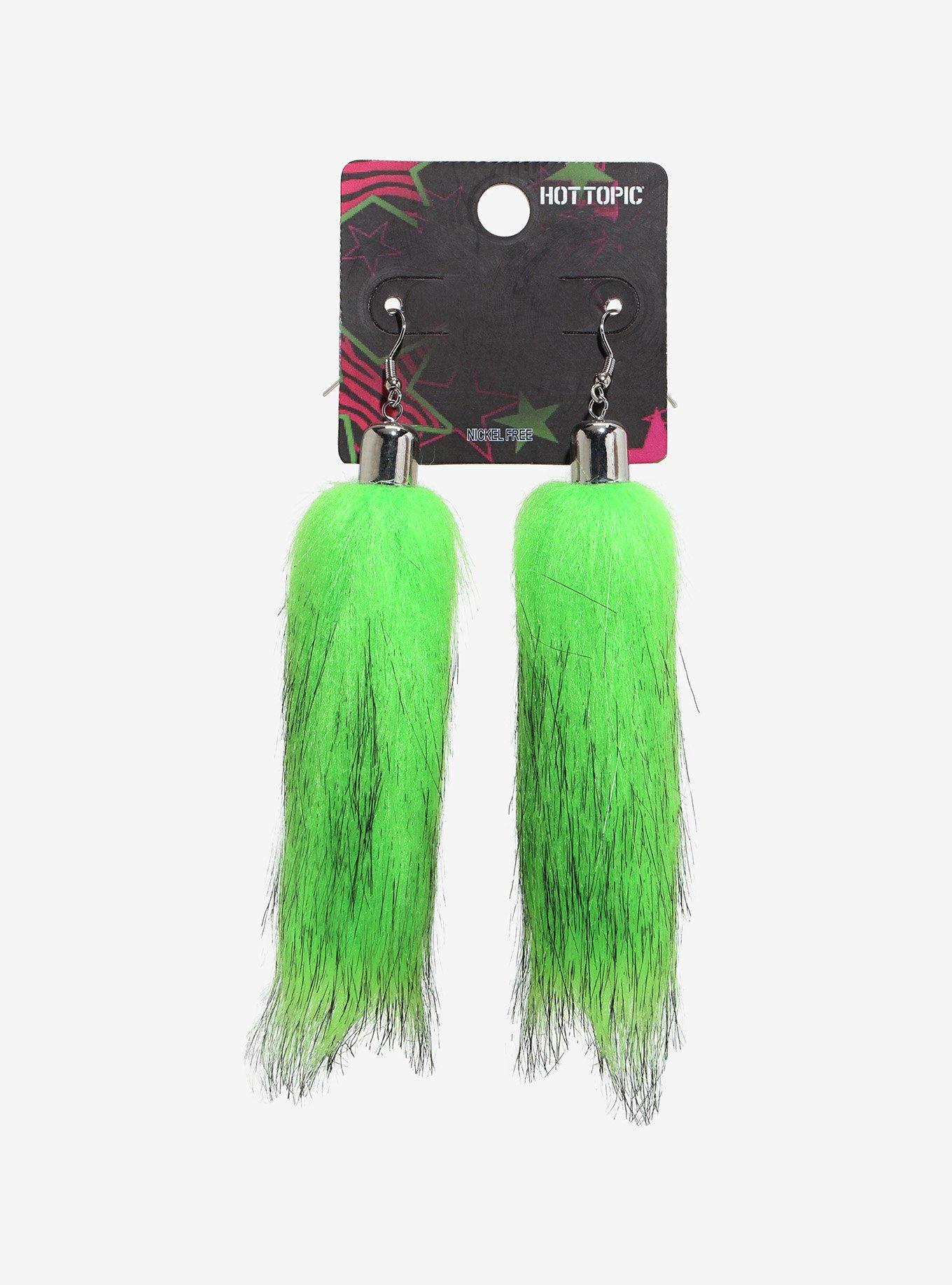 Neon Green Rat Tail Earrings, , hi-res