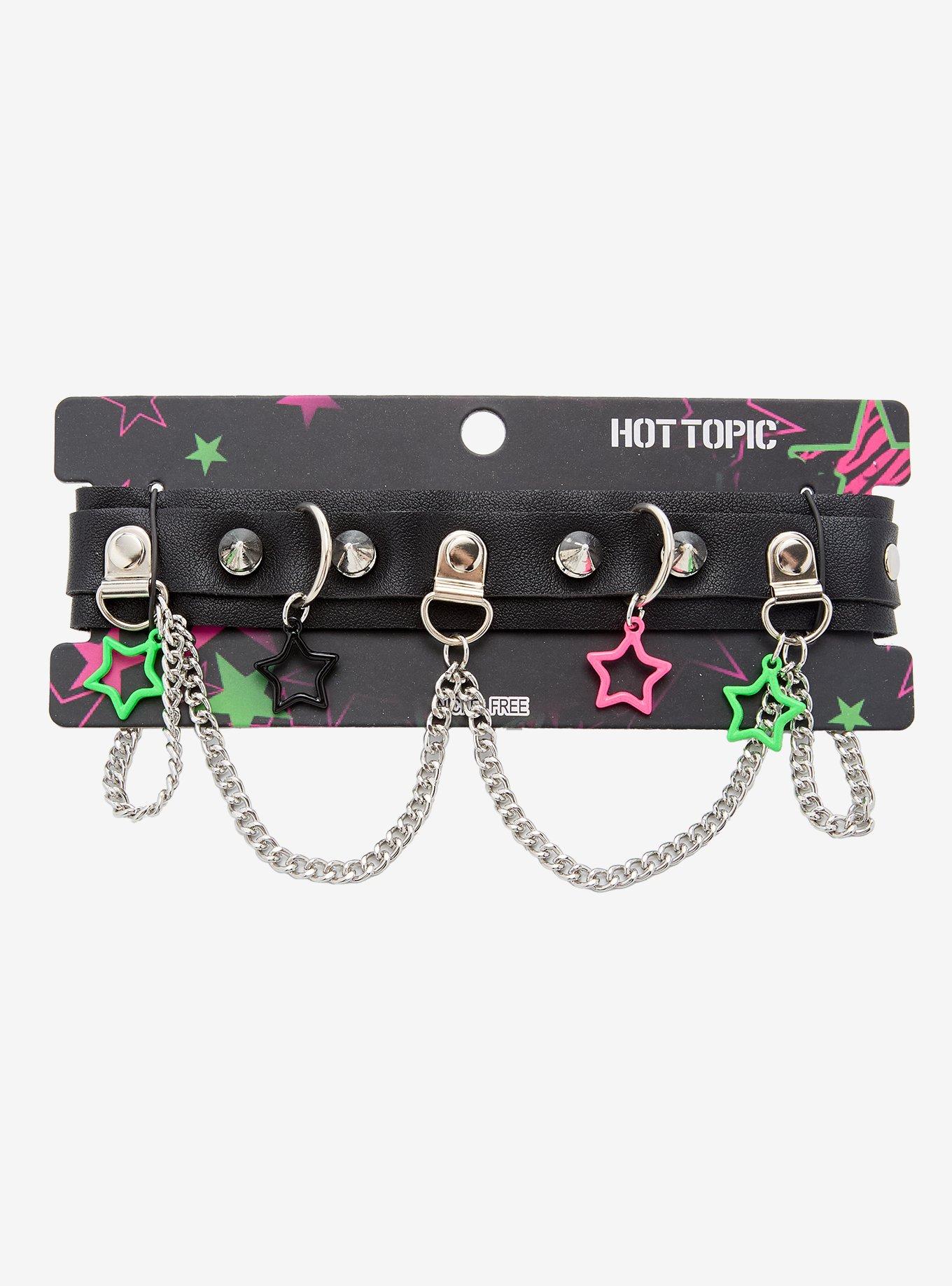 Neon Star Spike Chain Choker, , hi-res